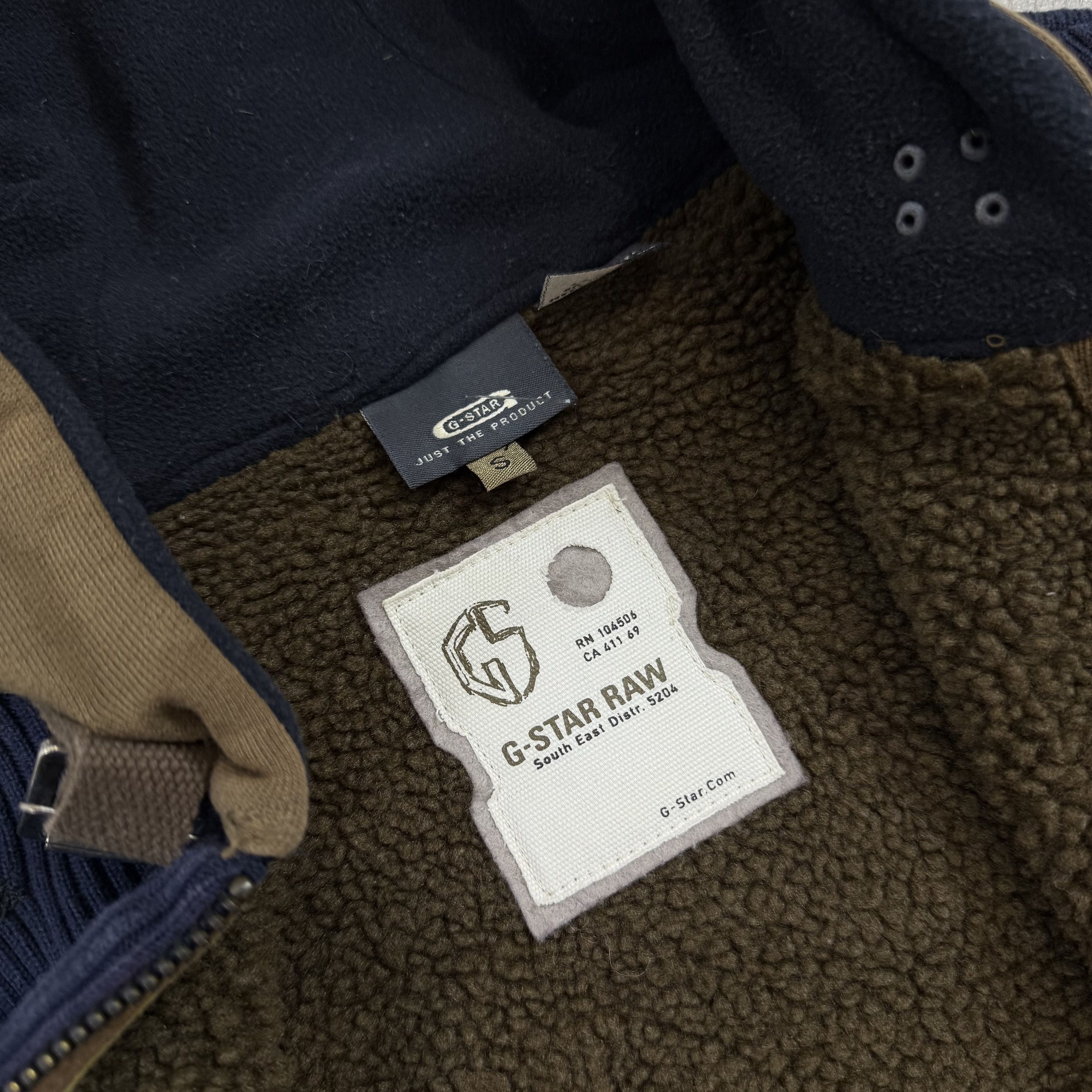 Vintage G-Star Raw Blue Ribbed Hooded Sweater Knit Jacket