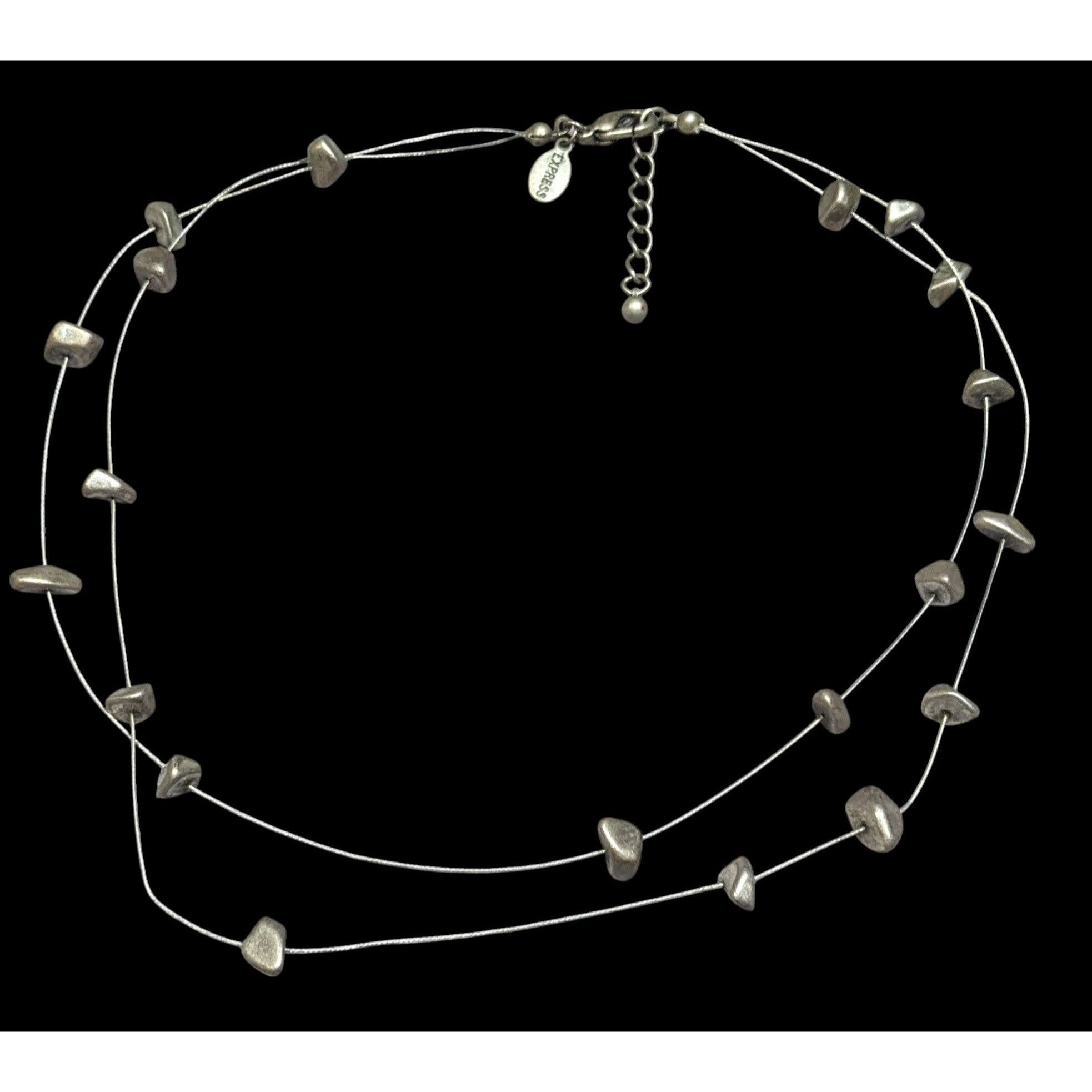Express Express Y2K Floating Metal Chip Layered Necklace Size ONE SIZE - 1 Thumbnail