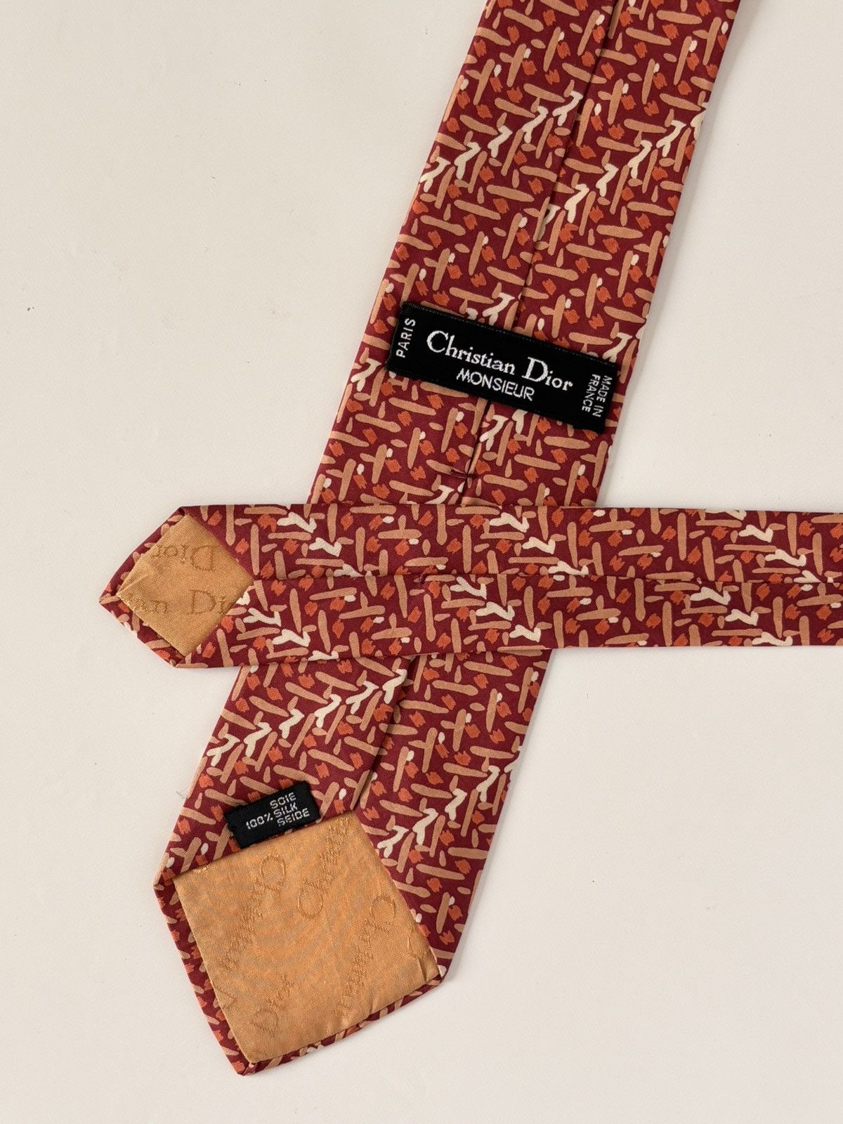 Dior CHRISTIAN DIOR VINTAGE RED GEOMETRIC NECKTIE SILK TIE FRANCE Size ONE SIZE - 4 Thumbnail