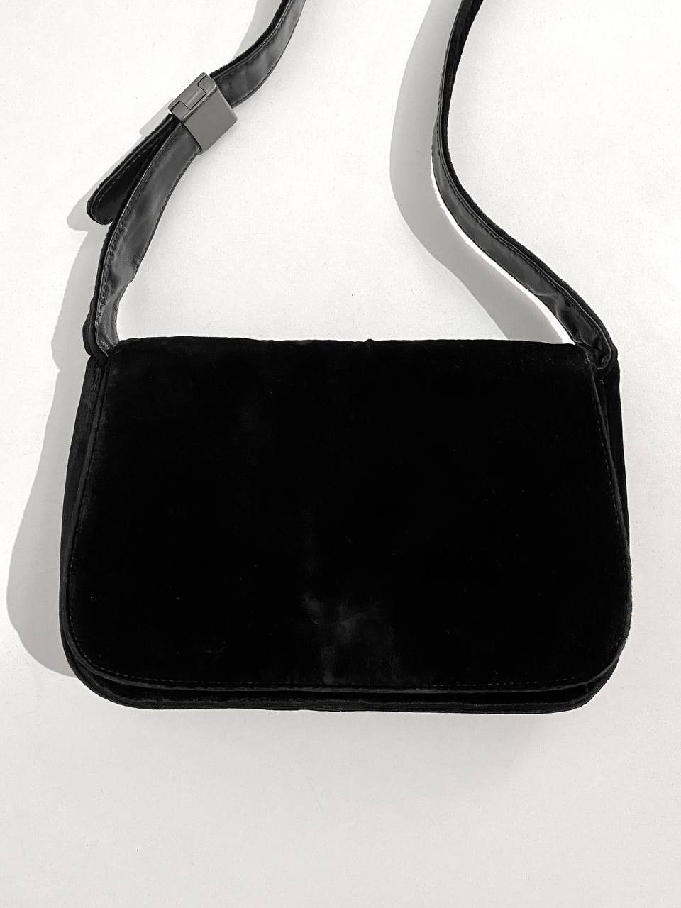 Prada Prada Velvet Leather Black Shoulder Hand Bag Vintage Y2K Size ONE SIZE - 3 Thumbnail