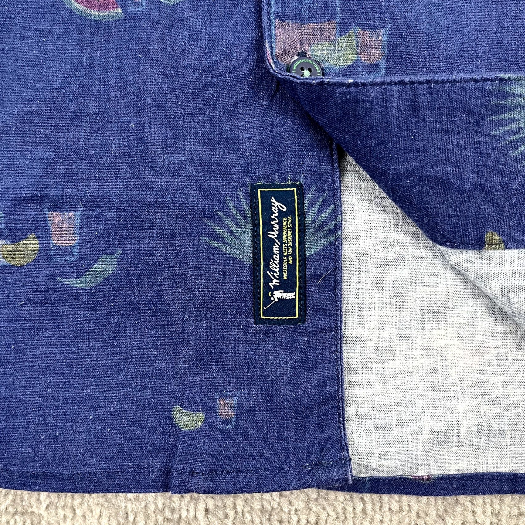 Vintage WILLIAM MURRAY Shirt Mens Small Blue Watermelon Hawaiian Linen Blend Button Up Size US S / EU 44-46 / 1 - 2 Thumbnail