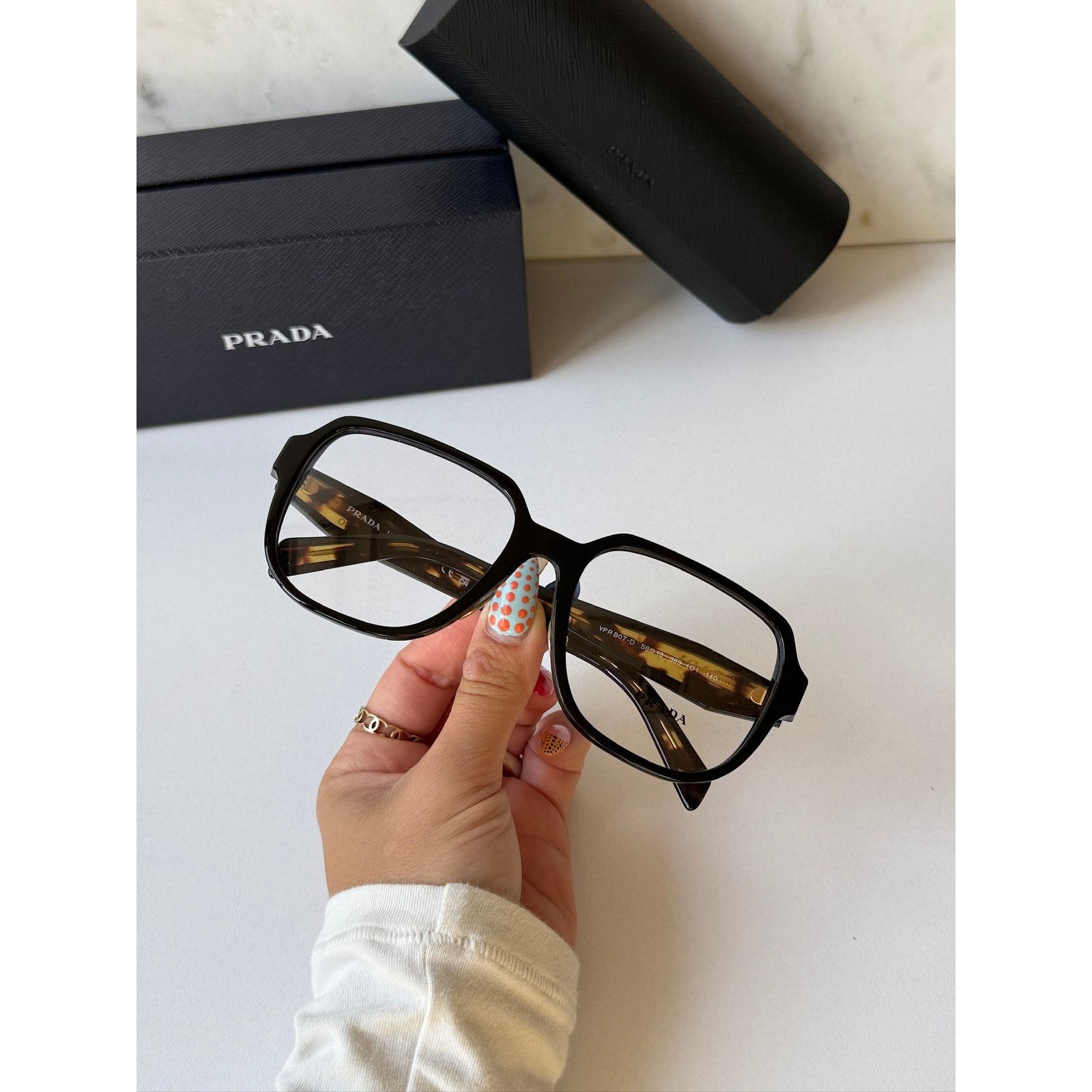 Prada NEW Prada PR B07VD Black Tortoise Eyeglasses Frames Size ONE SIZE - 7 Thumbnail
