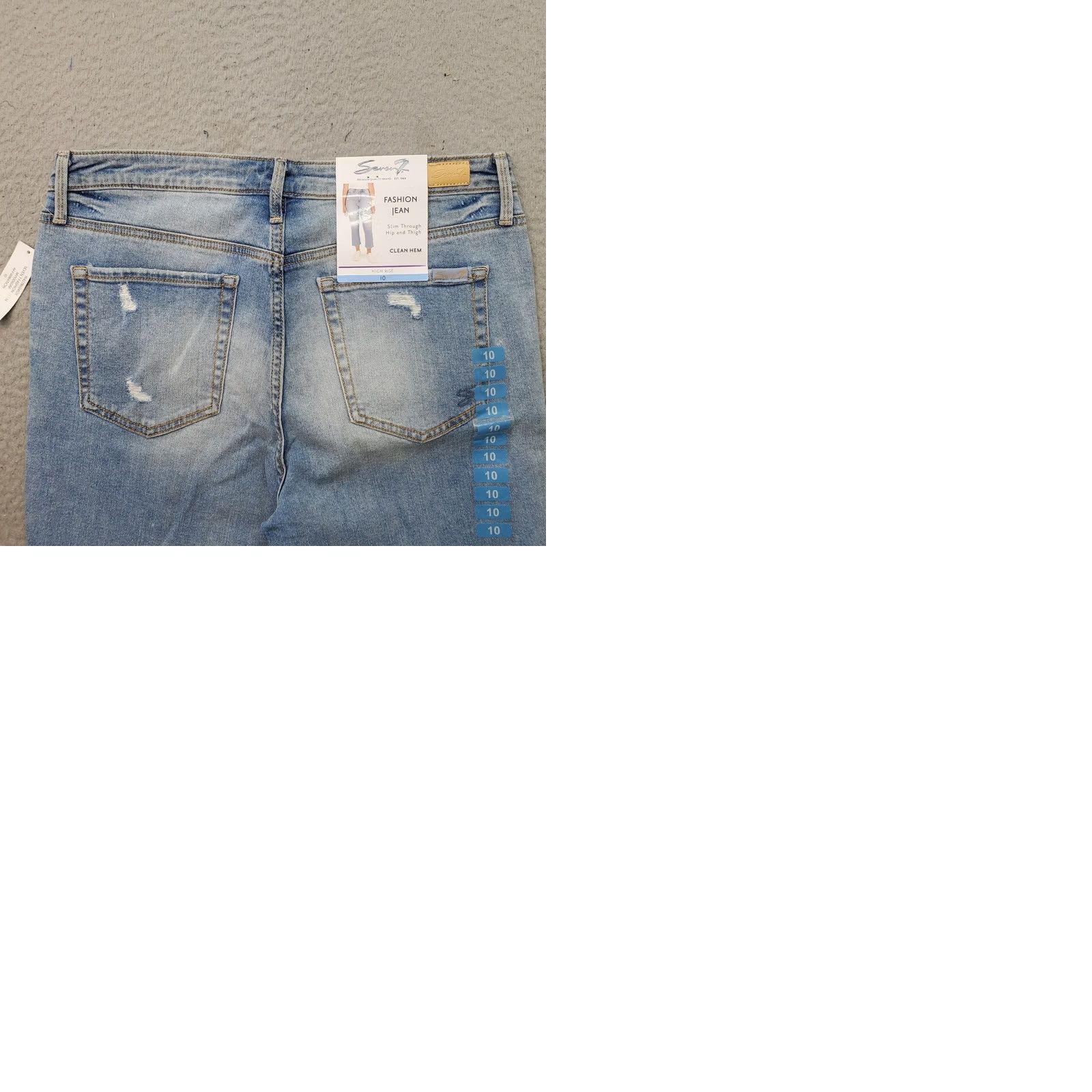 Vintage Seven7 Womens Jeans 10 Blue Denim Straight High Rise Stretch 5-Pocket NWT Regular Fit Casual Denim Jeans Size 32" / US 10 / IT 46 - 9 Thumbnail