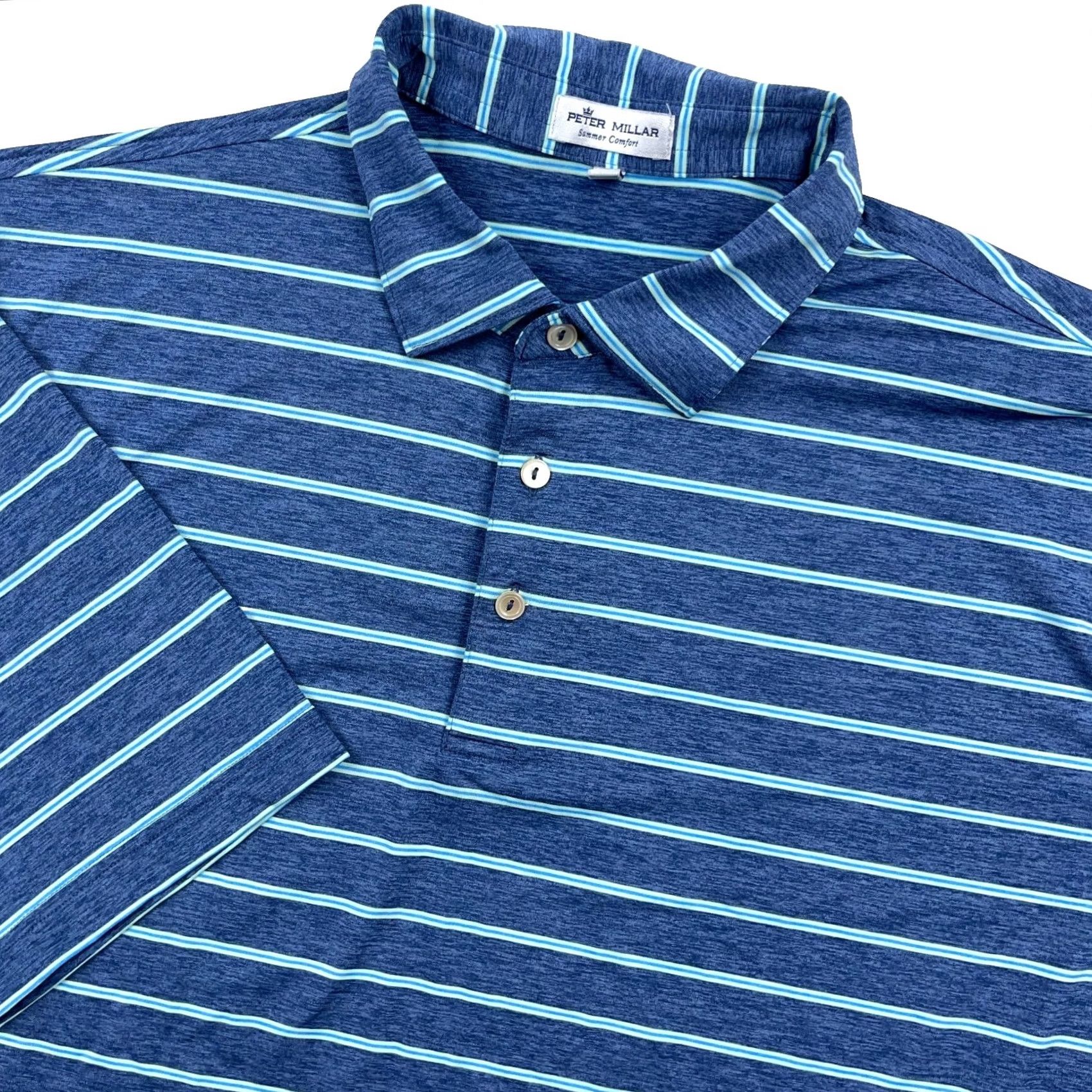 Peter Millar Peter Millar Polo Shirt Men XL Blue Striped Summer Comfort Crown Performance A58 Size US XL / EU 56 / 4 - 2 Thumbnail