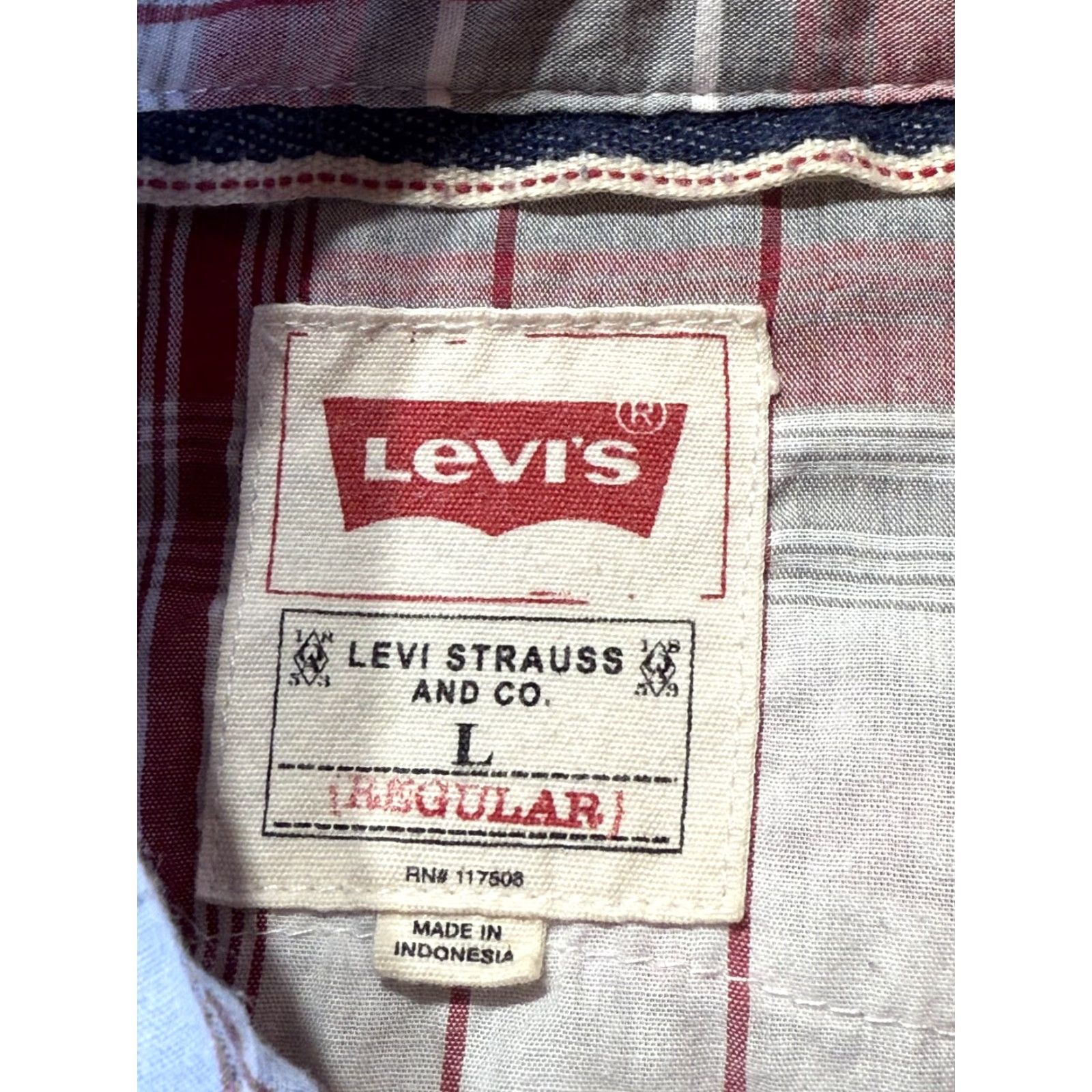 Levi's Levi's Mens Shirt Pearl Snap Size L Red Plaid Long Sleeve Lightweight Button-Up Size US L / EU 52-54 / 3 - 5 Thumbnail