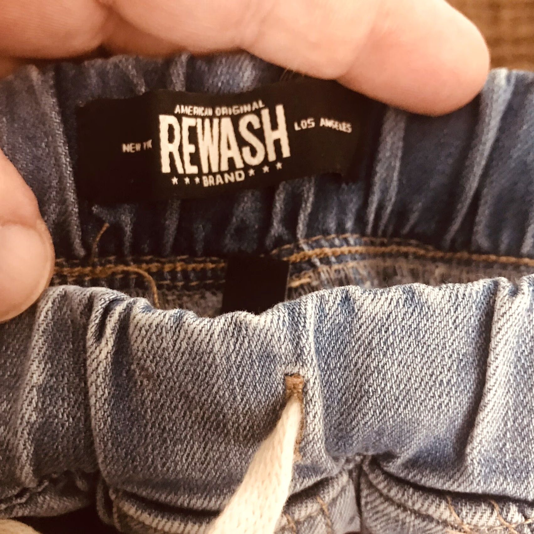 Vintage REWASH Jeans Jogger XS Distressed Pull-On 28in Inseam Blue Elastic Waist Womens Pants Pocket 5-Pocket Denim Cotton Blend Size XS Relaxed Size 26" / US 2 / IT 38 - 2 Thumbnail