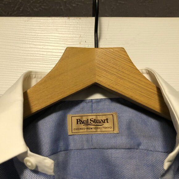 Paul Stuart Paul stuart men's new blue cotton dress shirt size: 16 Size US L / EU 52-54 / 3 - 6 Thumbnail