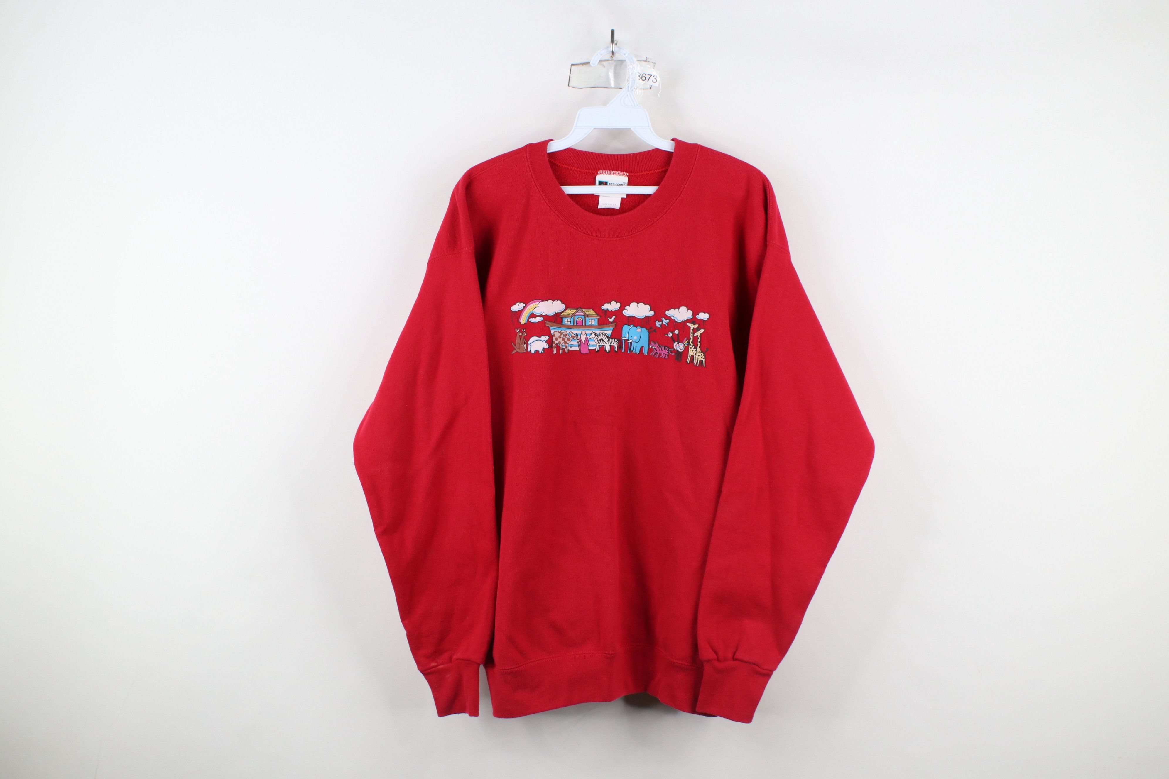Vintage Vintage 90s Christian Noahs Animal Crewneck Sweatshirt USA Size L / US 10 / IT 46 - 1 Thumbnail