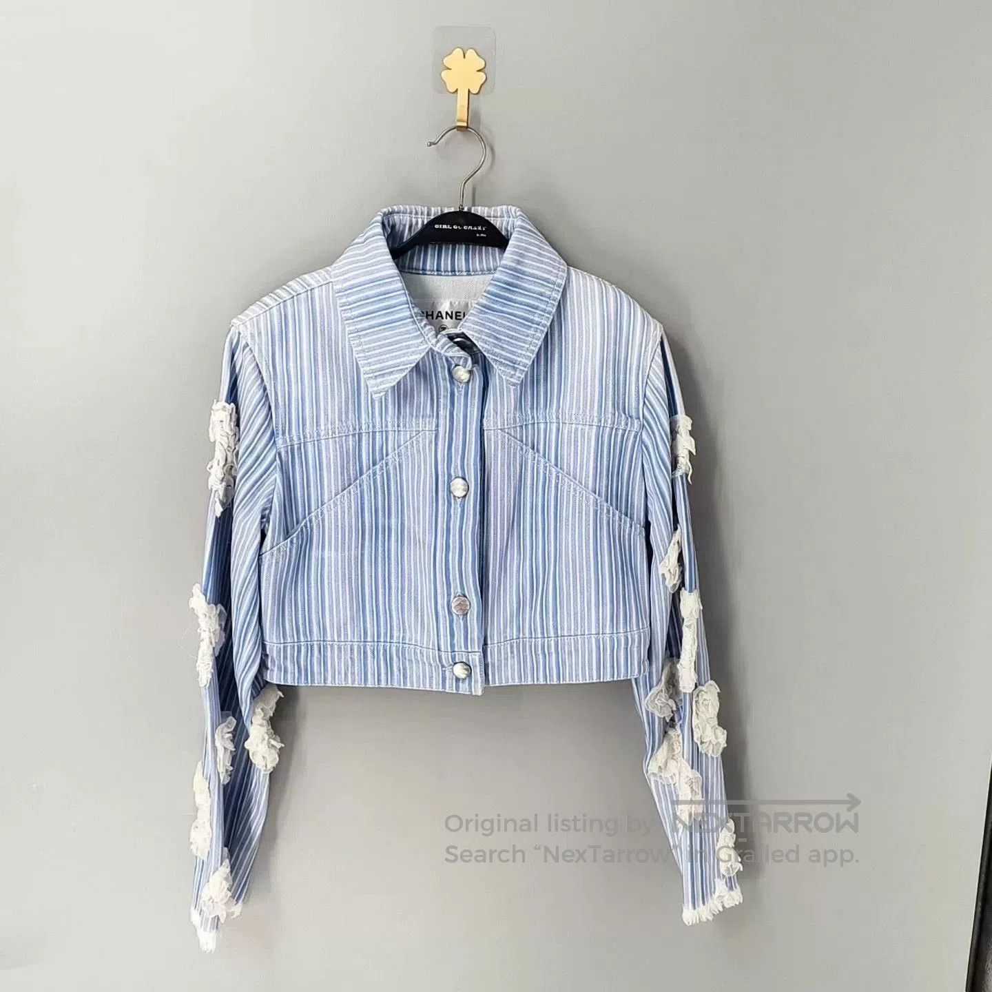Chanel Chanel Striped Cropped Denim Jacket. Size S / US 4 / IT 40 - 1 Thumbnail