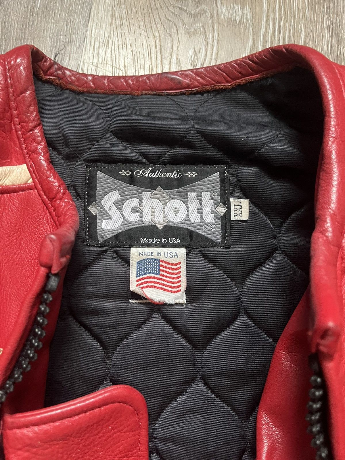 Schott schott nyc red leather moto jacket Size US XXL / EU 58 / 5 - 4 Thumbnail