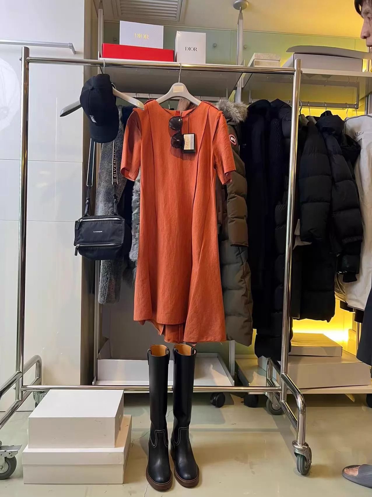 Lanvin LANVIN tangerine cotton-linen blend dress 88 XXL Size XXL / US 16-18 / IT 52-54 - 1 Thumbnail