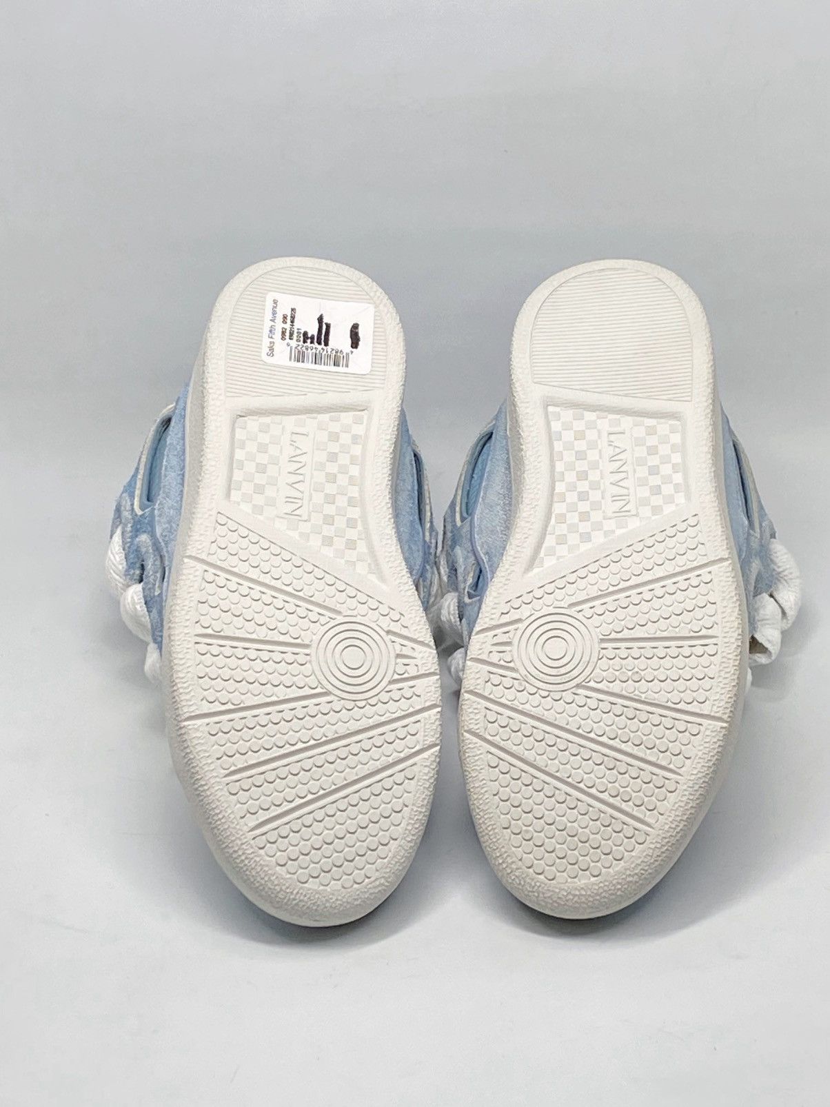 Lanvin Lanvin Unisex Curb Denim-Effect Leather Sneakers size 40 Size US 10 / IT 40 - 10 Thumbnail