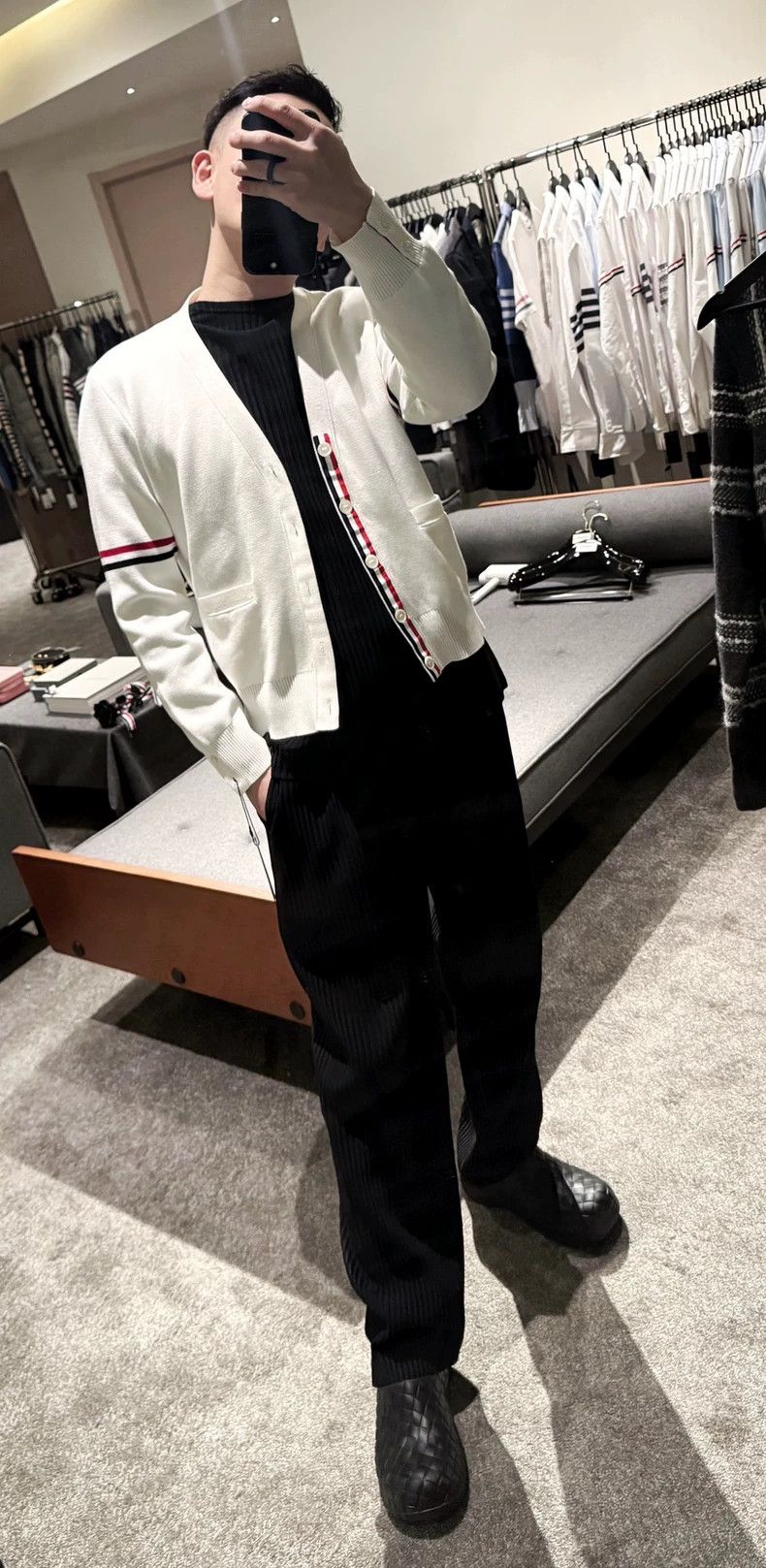 Thom Browne Thom Browne Classic white double-sleeved cardigan jacket 2 Size US S / EU 44-46 / 1 - 1 Thumbnail