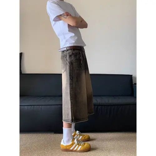 Japanese Brand × Jean Black washed vintage distressed straight denim shorts Size US 32 / EU 48 - 3 Thumbnail