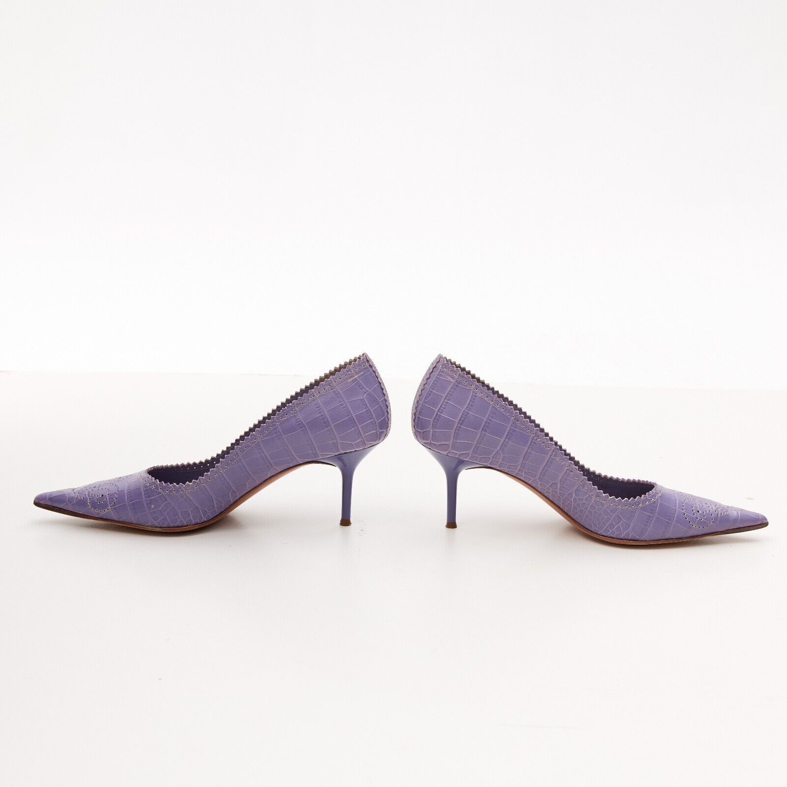 Rene Caovilla Rene Caovilla Purple Leather Stiletto Heel Pumps Size US 6.5 / IT 36.5 - 2 Thumbnail