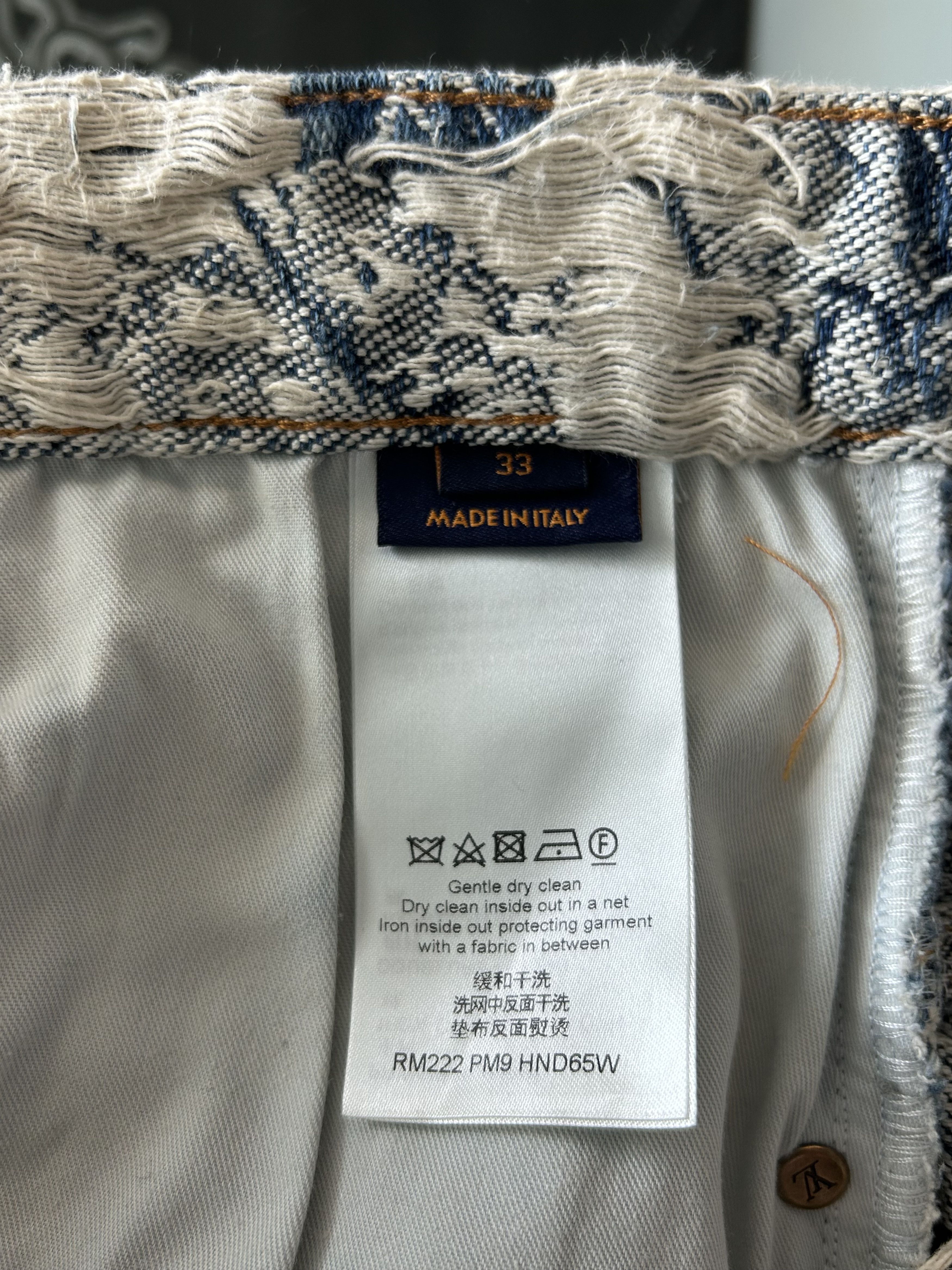 Louis Vuitton Blue & White Floral Distressed Carpenter Shorts Size US 33 - 4 Thumbnail