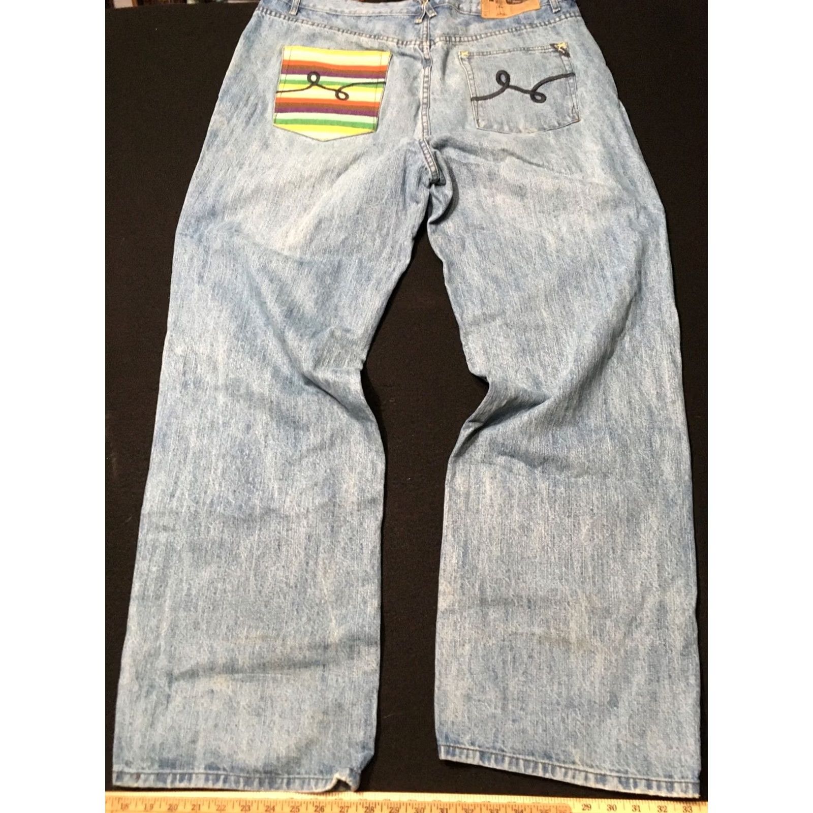 Rainbow LRG Jeans 42x32 Blue Denim 5-Pocket Grunge Fit VTG Wide-Leg Mens Jeans Size US 42 / EU 58 - 2 Thumbnail