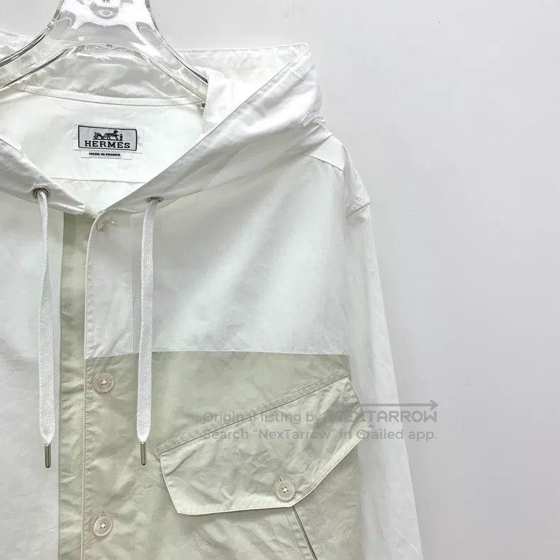 Hermes Hermes size 39 White Patch Pocket Cotton Hooded Drawstring Size US XXS / EU 40 - 3 Thumbnail