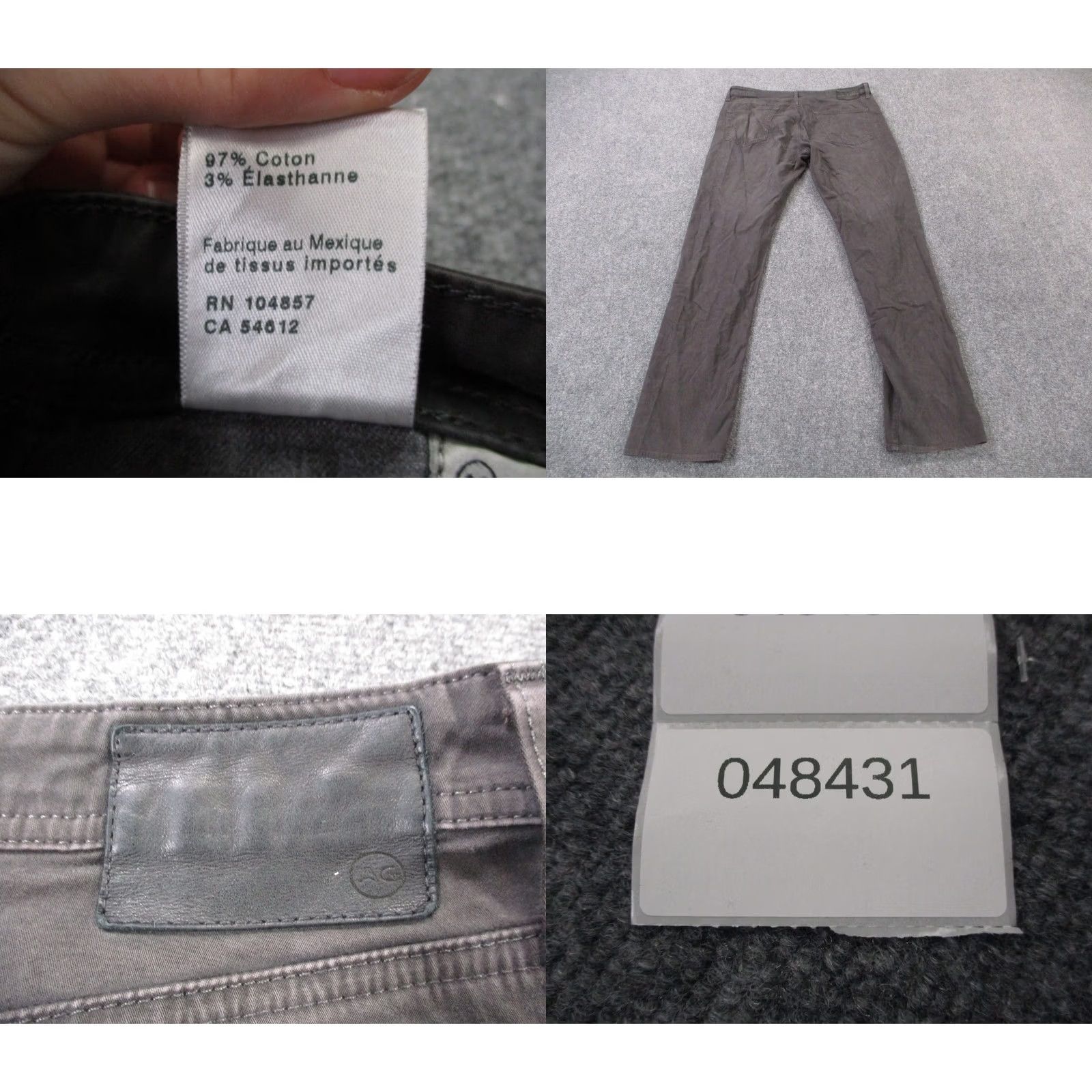 Denime AG Adriano Goldschmied Jeans Men's 36 X 34 Black Denim Straight 5-Pocket Stretch Regular Jeans Mens Black Size US 36 / EU 52 - 9 Thumbnail