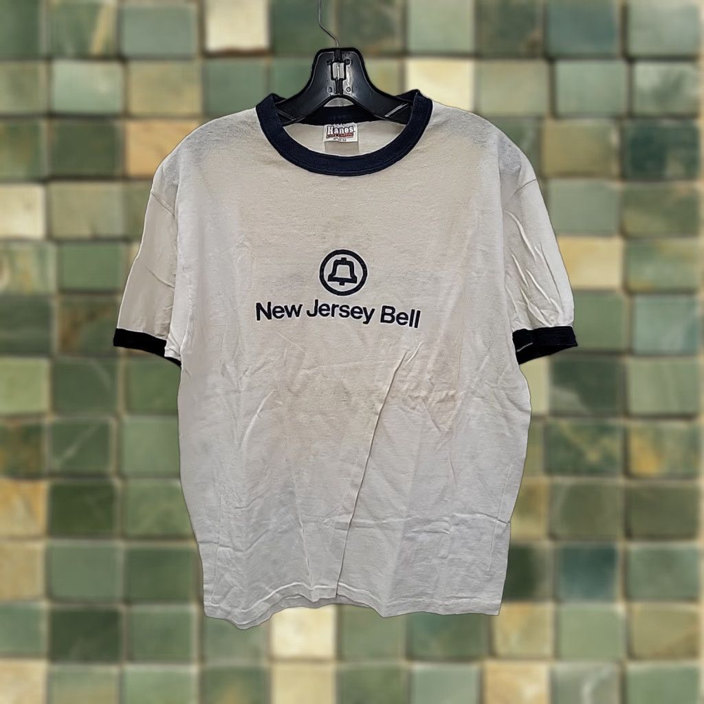 Hanes VINTAGE Bell Atlantic White Ringer T-Shirt Mens L Short Sleeve 80s Size US L / EU 52-54 / 3 - 1 Thumbnail