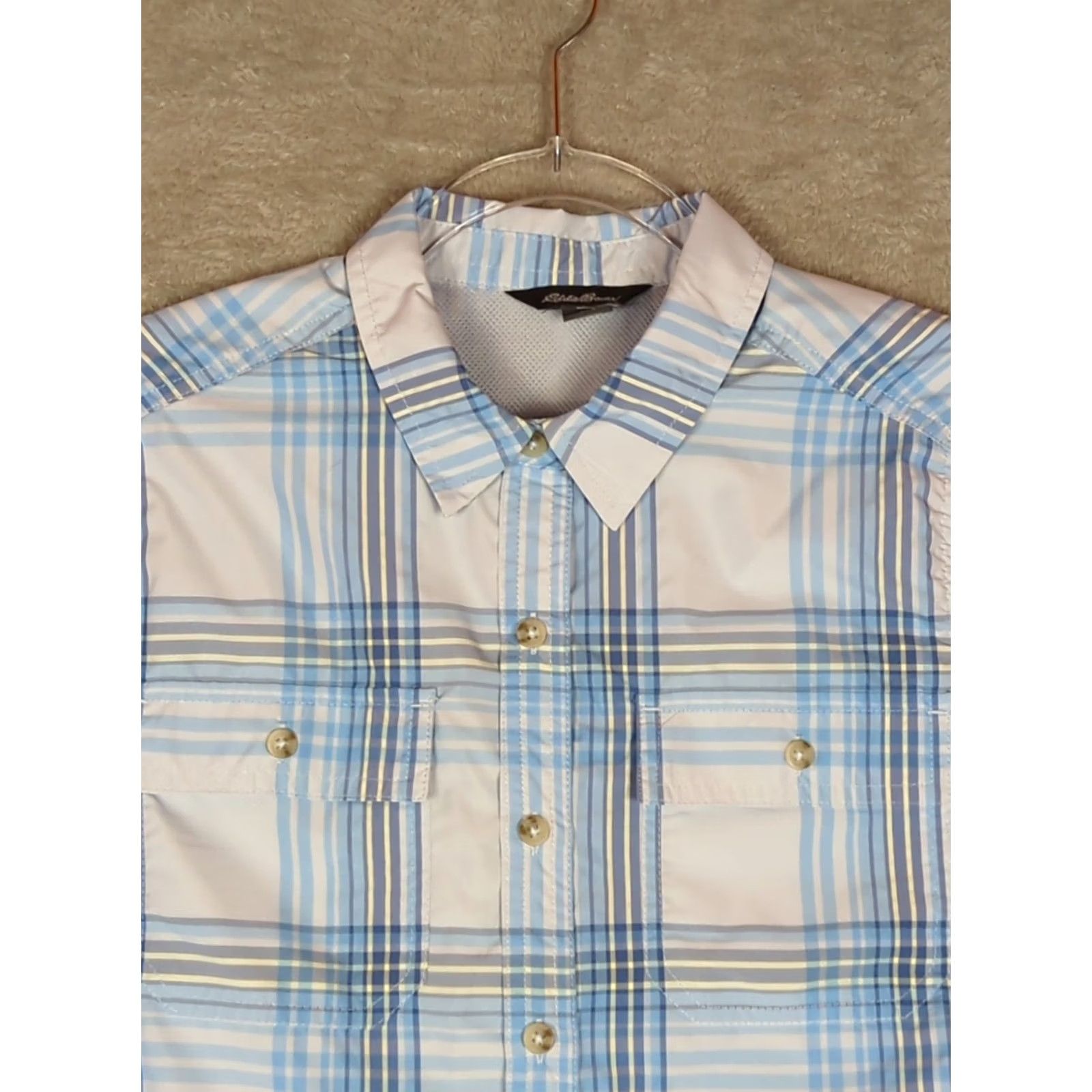 Eddie Bauer Eddie Bauer Shirt Womens Short Sleeve Adventure Blue Plaid Button Up Camp Hike S Regular Womens Size S / US 4 / IT 40 - 3 Thumbnail