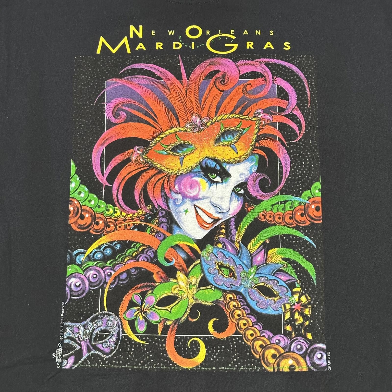 Other Gildan Men's T-Shirt Large Black New Orleans Mardi Gras Size US L / EU 52-54 / 3 - 3 Thumbnail