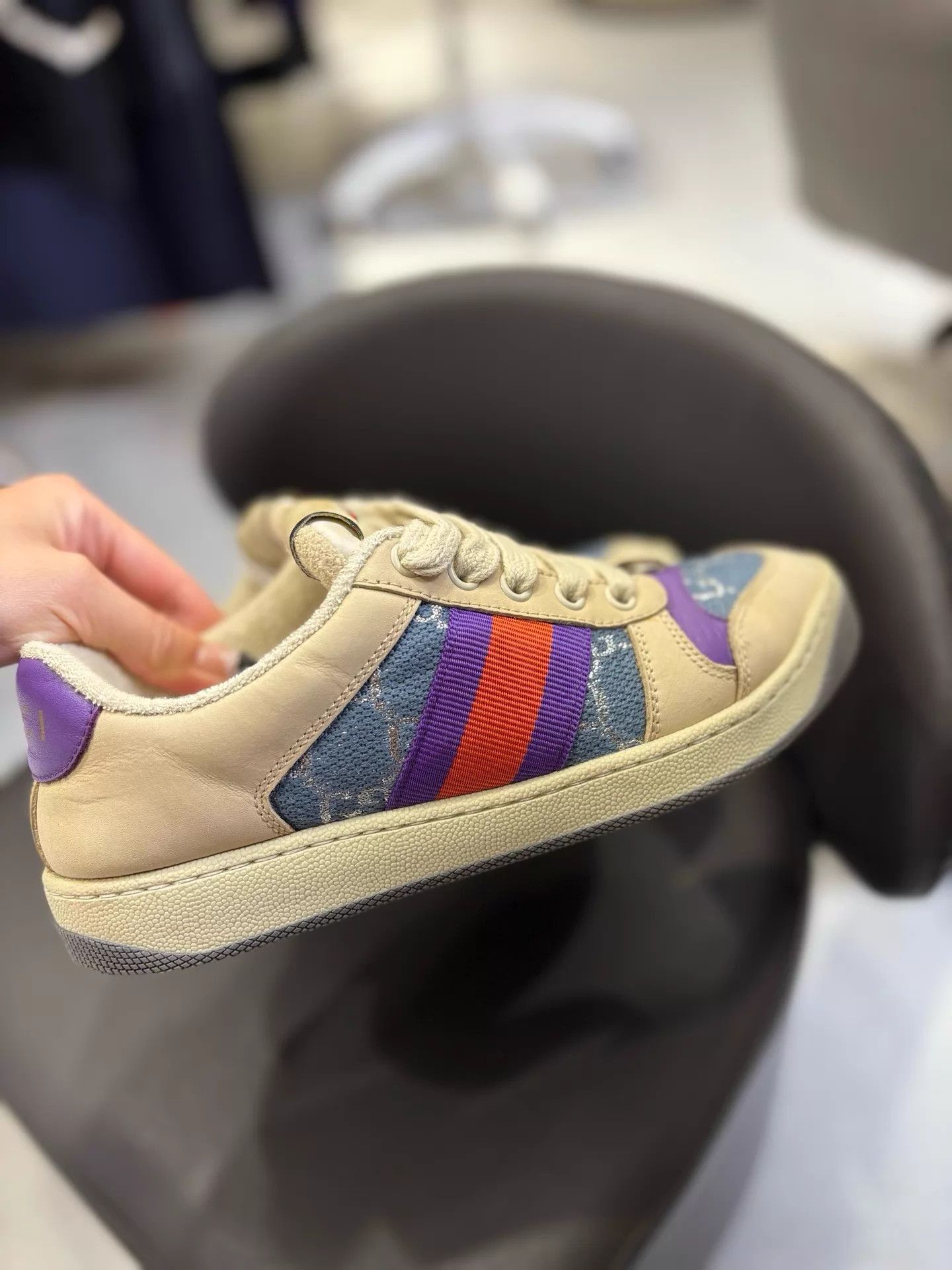 Gucci Gucci Drip Sneaker Blue Purple Full Logo 99% New EU 35 Size US 4.5 / IT 34.5 - 3 Thumbnail