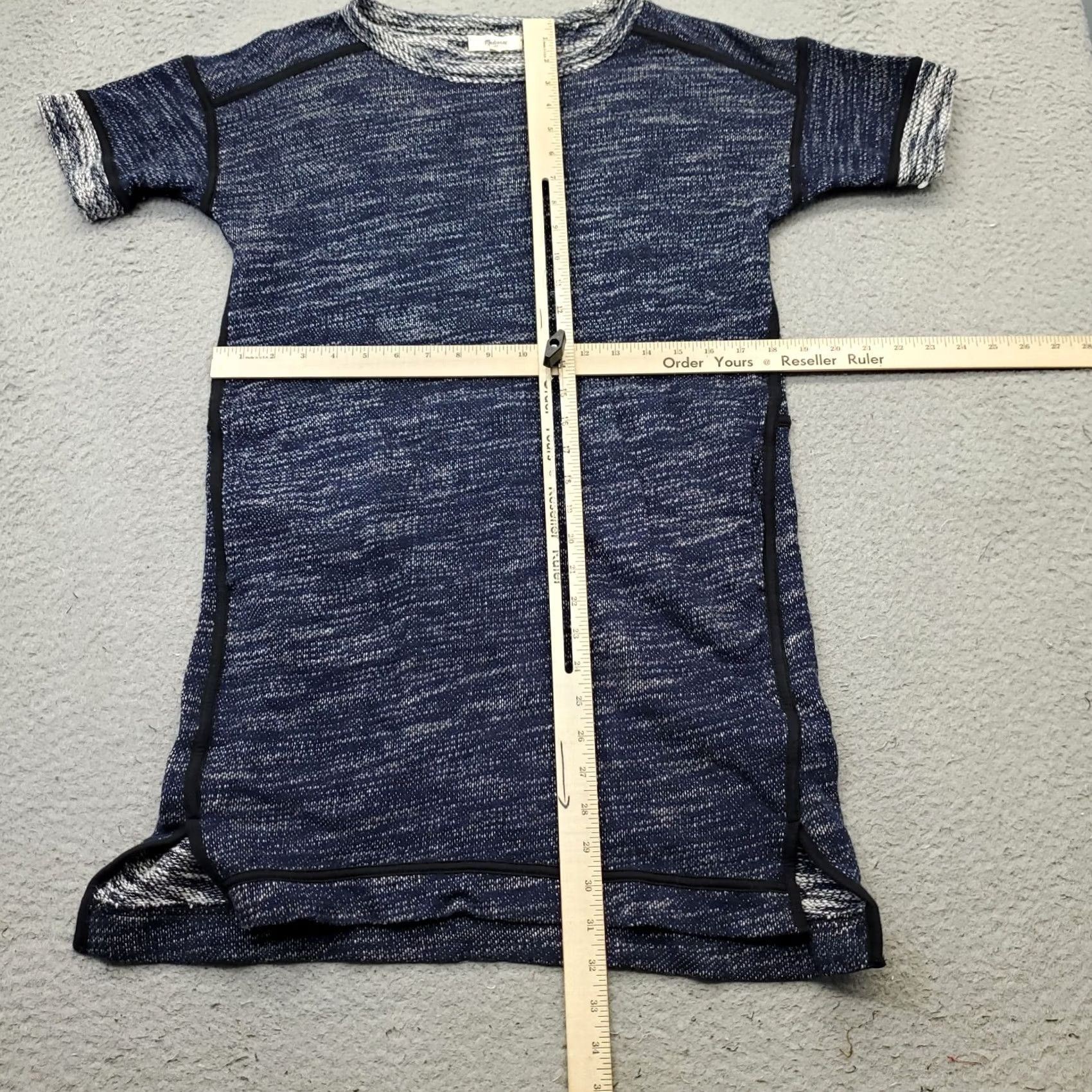 Madewell Madewell T-Shirt Dress Womens S Blue Space Dye High Low Slit Pullover Size S / US 4 / IT 40 - 3 Thumbnail