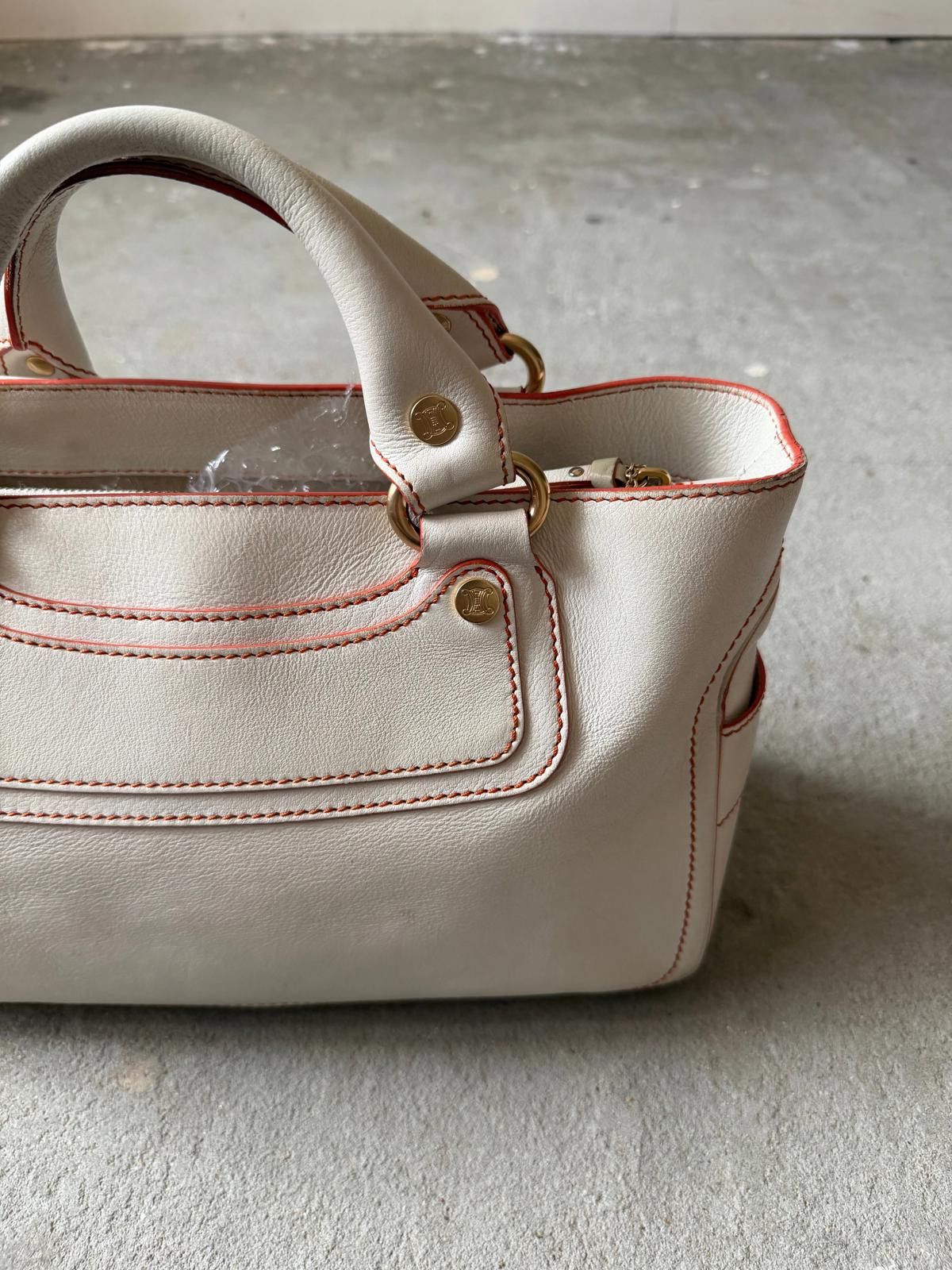 Celine Celine Leather Boogie Shoulder Bag White/Red Size ONE SIZE - 9 Thumbnail