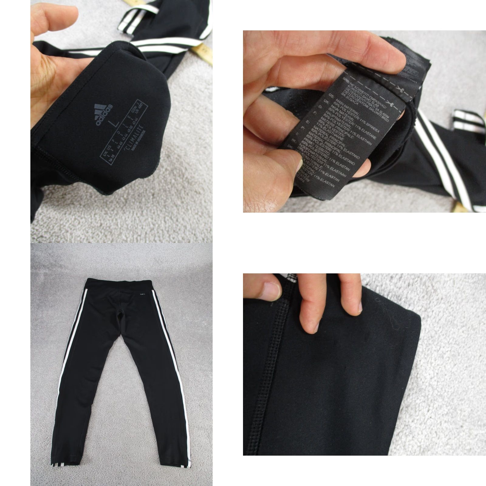 Adidas VINTAGE Adidas Women's Leggings L Black White Stripes Activewear Gym & Training Compression Athleisure Size 36" / US 14 / IT 50 - 8 Thumbnail
