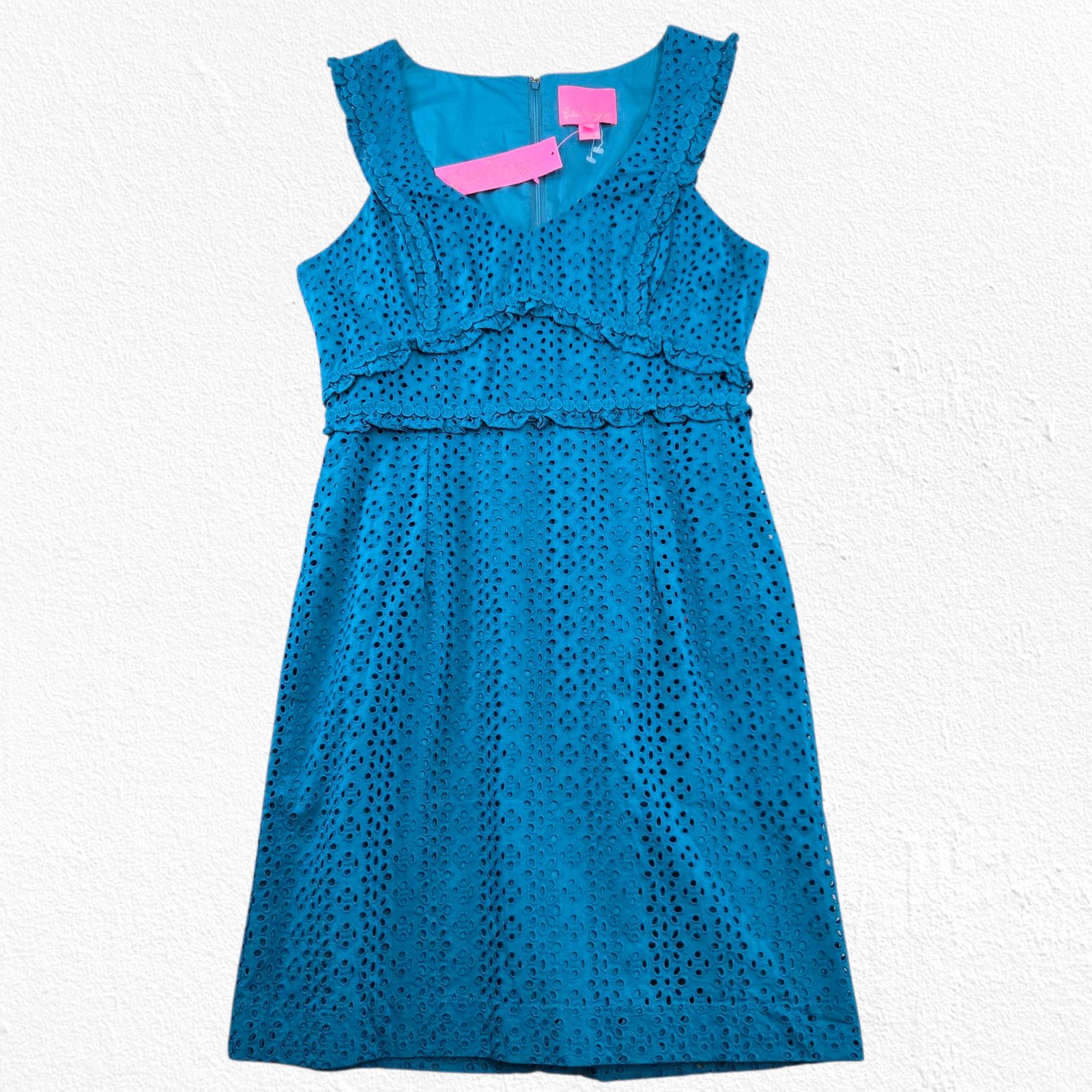 Lilly Pulitzer Lilly Pulitzer Teal Kaylee Eyelet Sleeveless Dress Size 10 Size L / US 10 / IT 46 - 2 Thumbnail