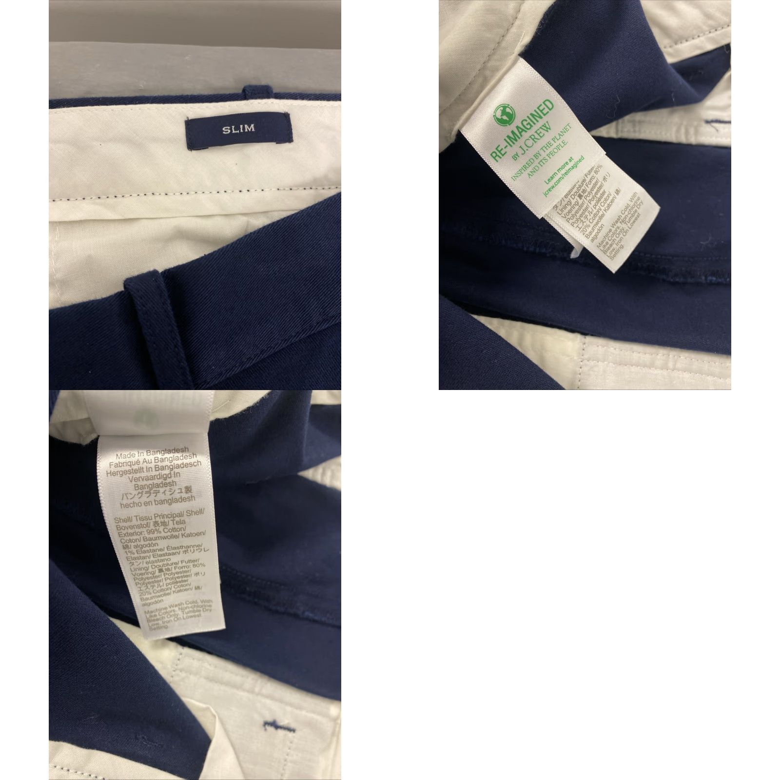 J.Crew J.CREW Men's Navy Chino Pants 36x32 Straight Fit Tech Stretch Flat Front Casual Size US 36 / EU 52 - 8 Thumbnail