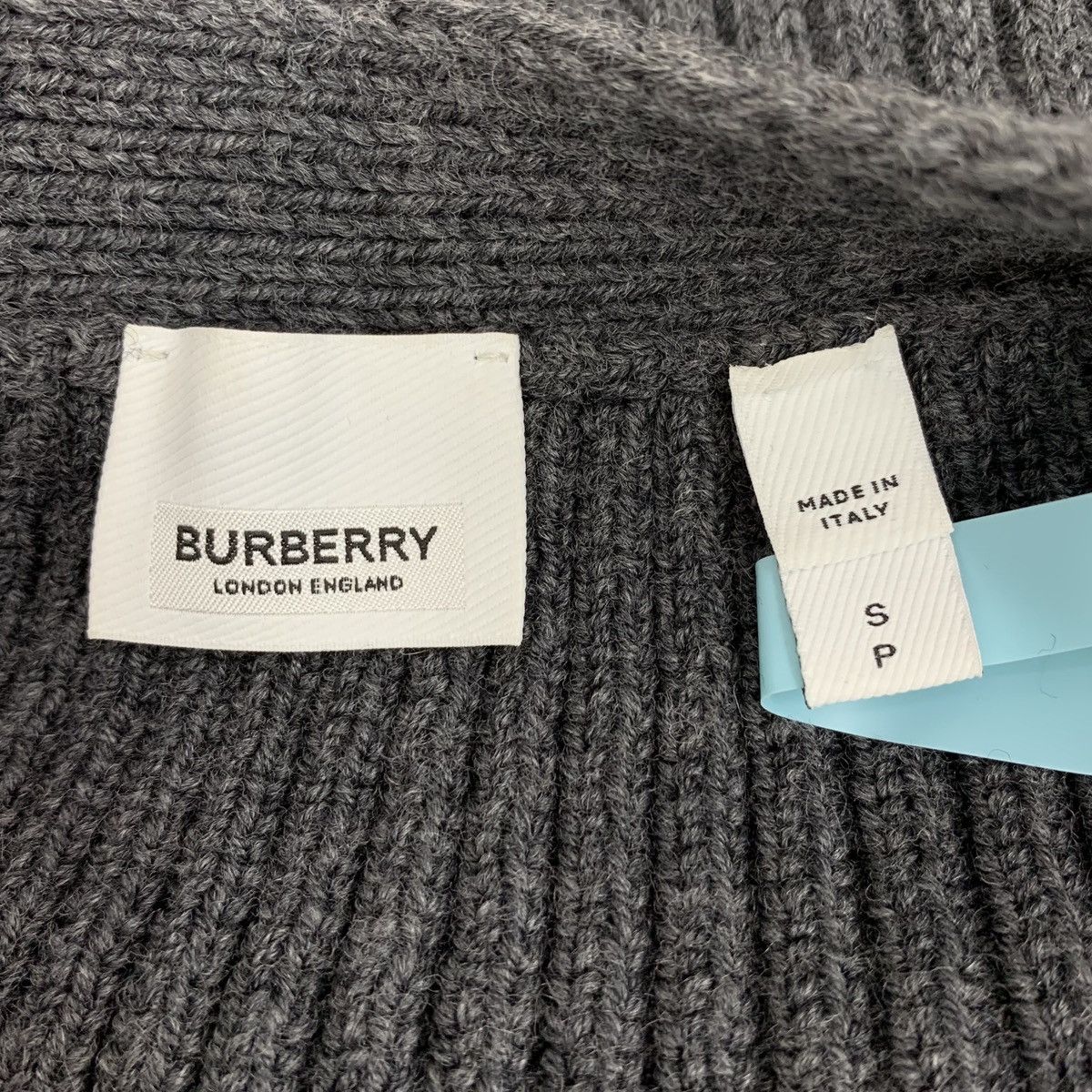 Burberry Burberry Dark Gray Sheep's Wool V-Neck Knit Cardigan Size S / US 4 / IT 40 - 5 Thumbnail