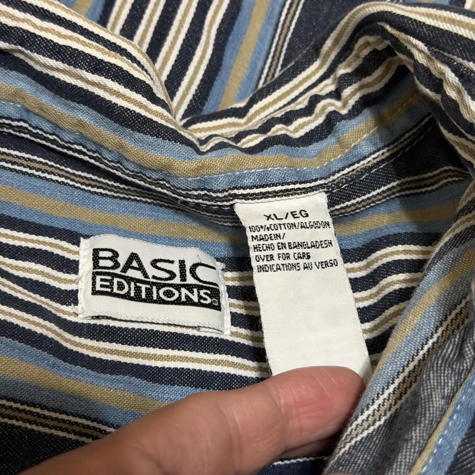 Basic Editions Vintage 90s Basic Editions Striped Denim Shirt XL Size US XL / EU 56 / 4 - 3 Thumbnail