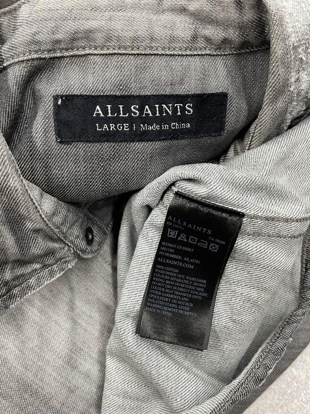 Allsaints Mens AllSaints Ikemat Grey Denim Shirt Size L Size US L / EU 52-54 / 3 - 8 Thumbnail