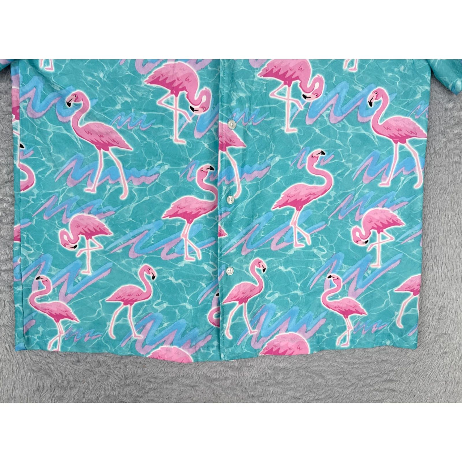 Vintage VINTAGE Brooklyn Cloth Shirt Men Medium Blue Pink Flamingo AOP Polyester Blend Hawaiian Size US M / EU 48-50 / 2 - 5 Thumbnail