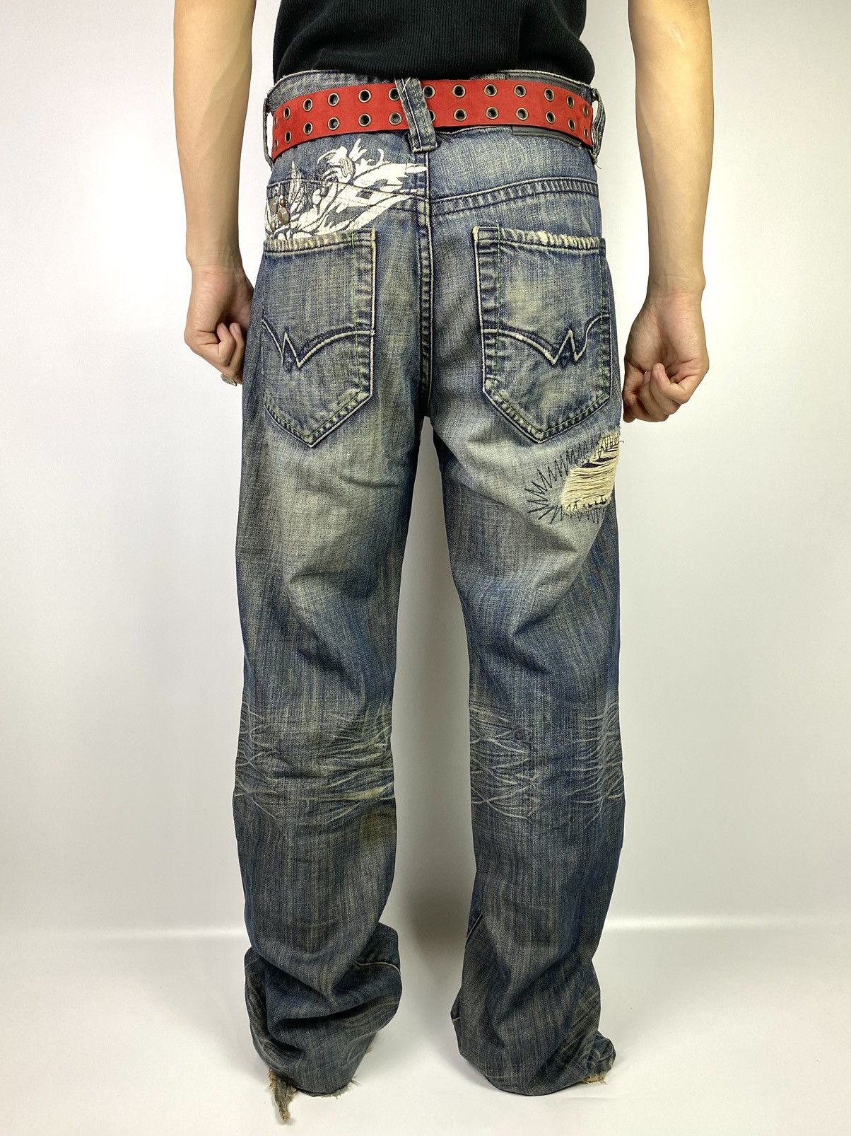 If Six Was Nine × Japanese Brand osaka big train 📍 distressed patchwork studdet jeans 32x32 Size US 32 / EU 48 - 20 Thumbnail