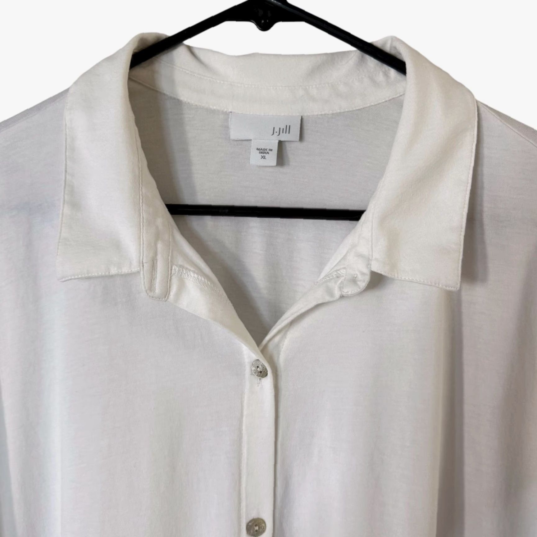 J. Jill J.Jill Pima Cotton Button-Up Tunic Shirt White Women's XL Long Sleeve Roll-Tab Casual Size XL / US 12-14 / IT 48-50 - 5 Thumbnail
