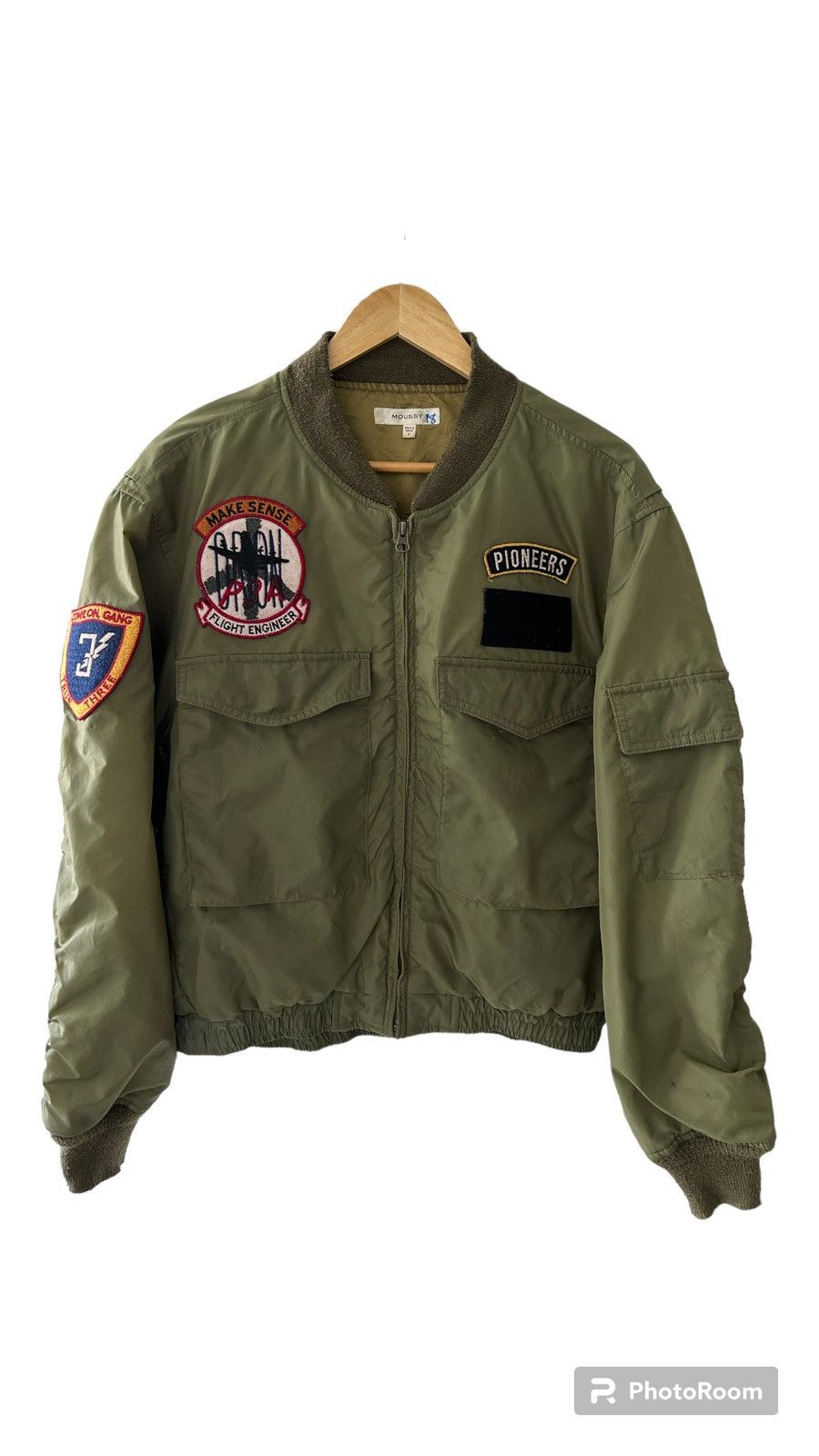 image of Moussy Ma1 Flight Jacket in Army Green, Men's (Size Medium)