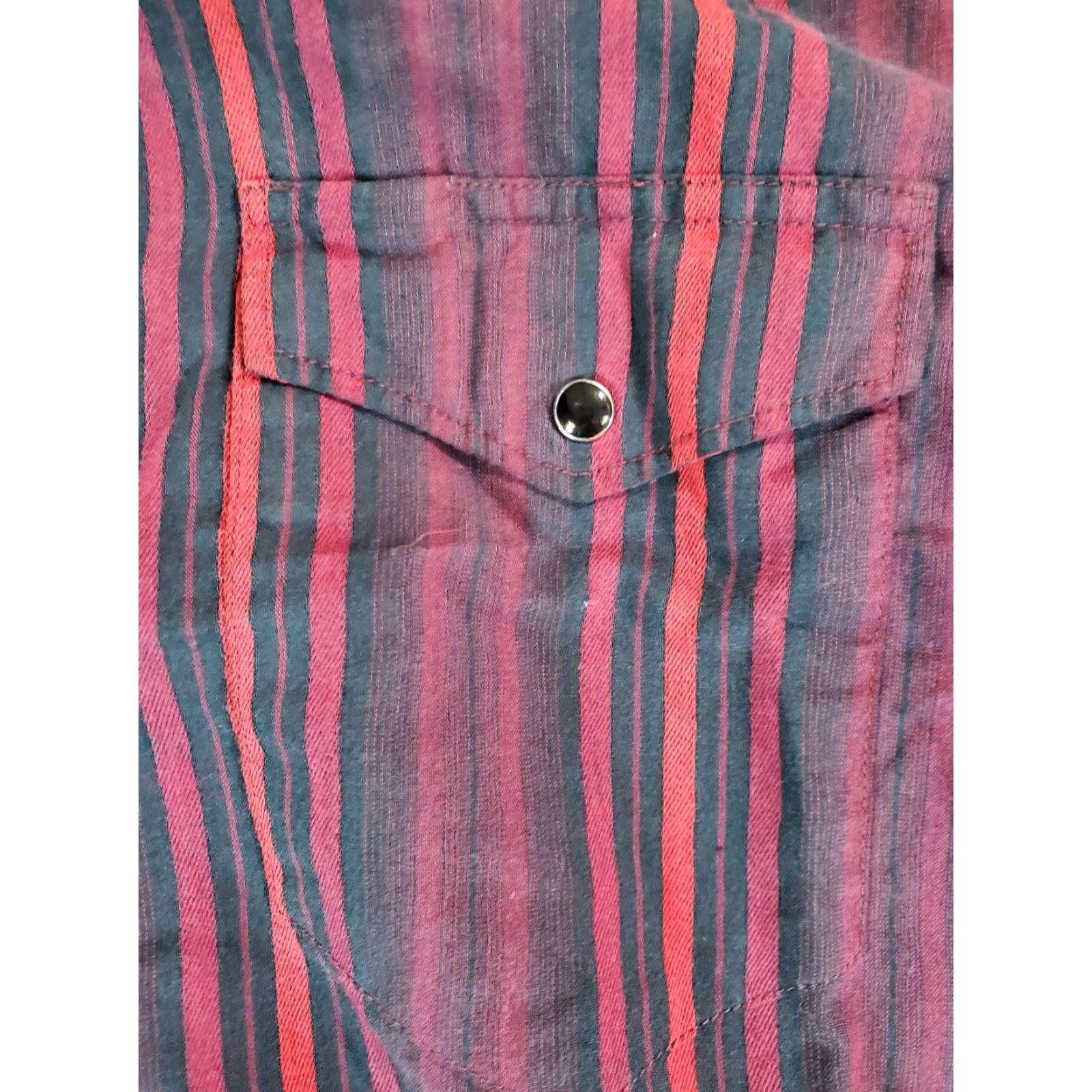 Wrangler VINTAGE Wrangler Western Style Shirt XL Mens Black/Pink/Red Striped Pearl Snap Button-Up Western Theme Casual Outdoors Size US XL / EU 56 / 4 - 3 Thumbnail
