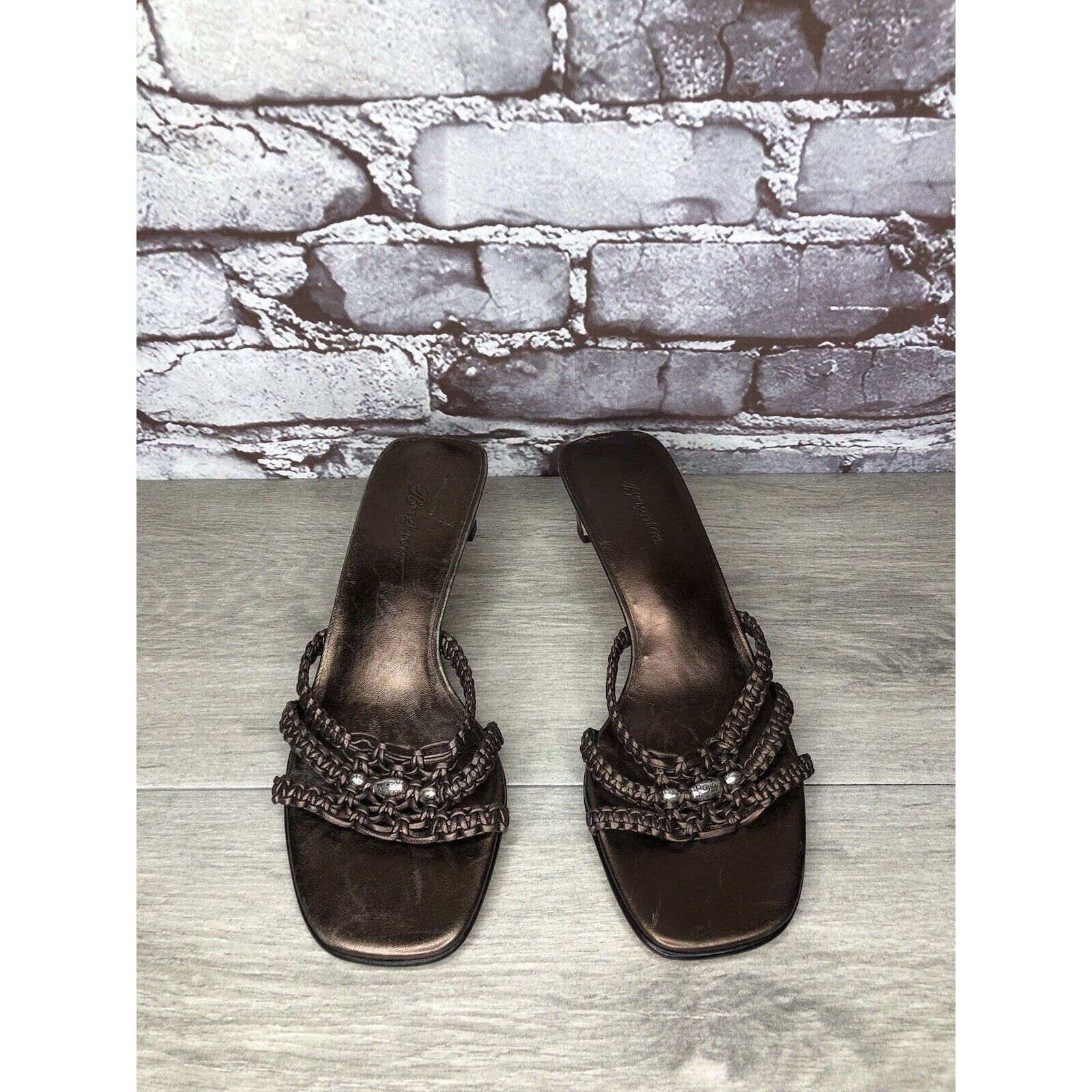 Brighton Brighton Karen Brown Copper Woven Leather Slide Heel Sandals Size US 7 / IT 37 - 20 Thumbnail