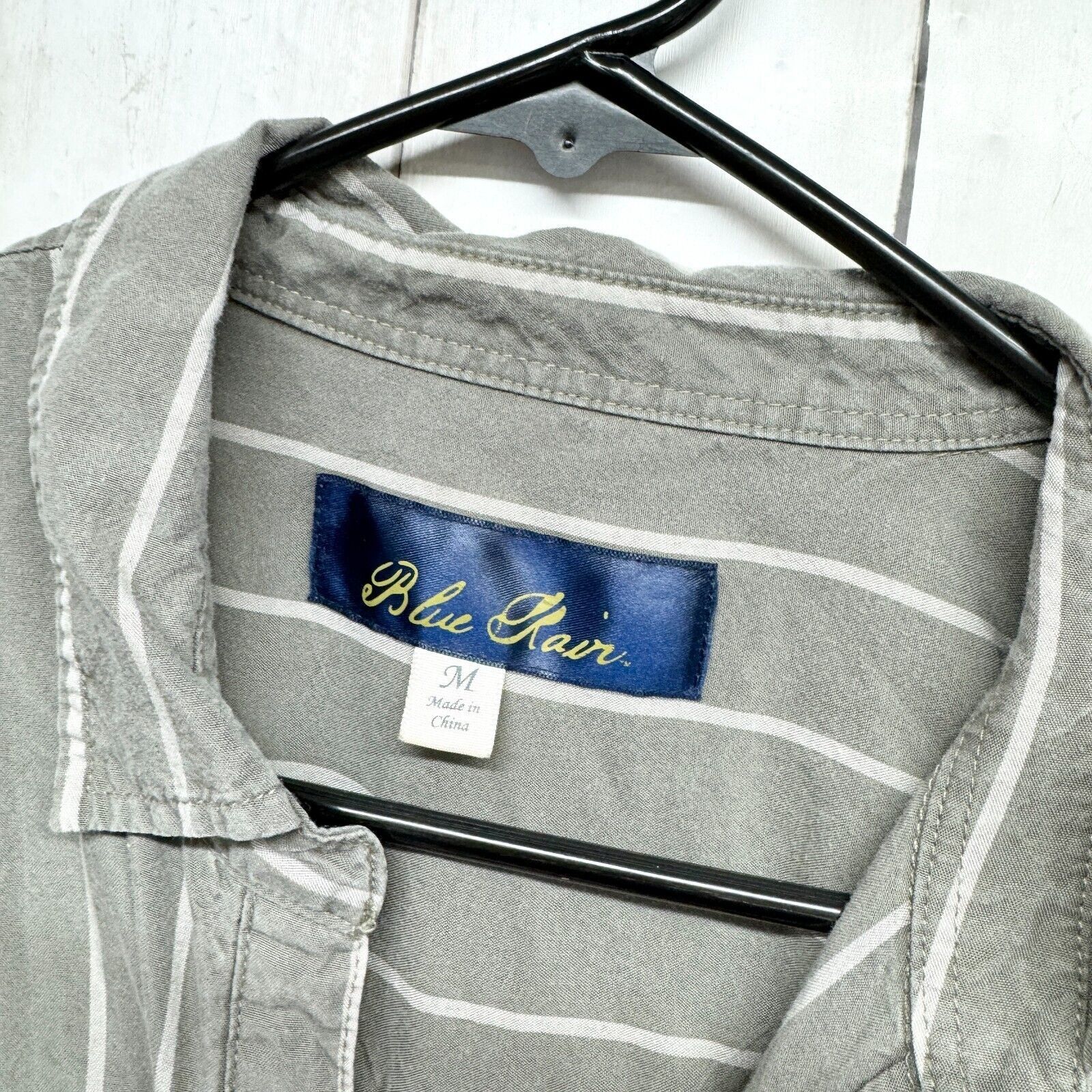 Other Blue Rain Dress M Green Stripe Shirt Mini Short Sleeve VNeck Size M / US 6-8 / IT 42-44 - 2 Thumbnail