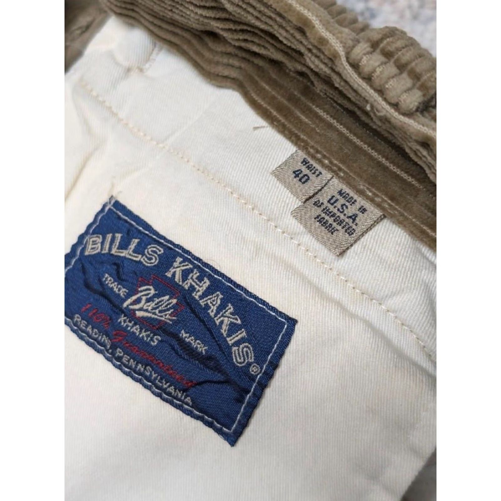 Bills Khakis BILLS KHAKIS USA made thick CORDUROY pants 40x34 pleated Loose Relaxed brown M2P Mens Corduroy Pants 1950's Swing 1940's Size US 40 / EU 56 - 4 Thumbnail