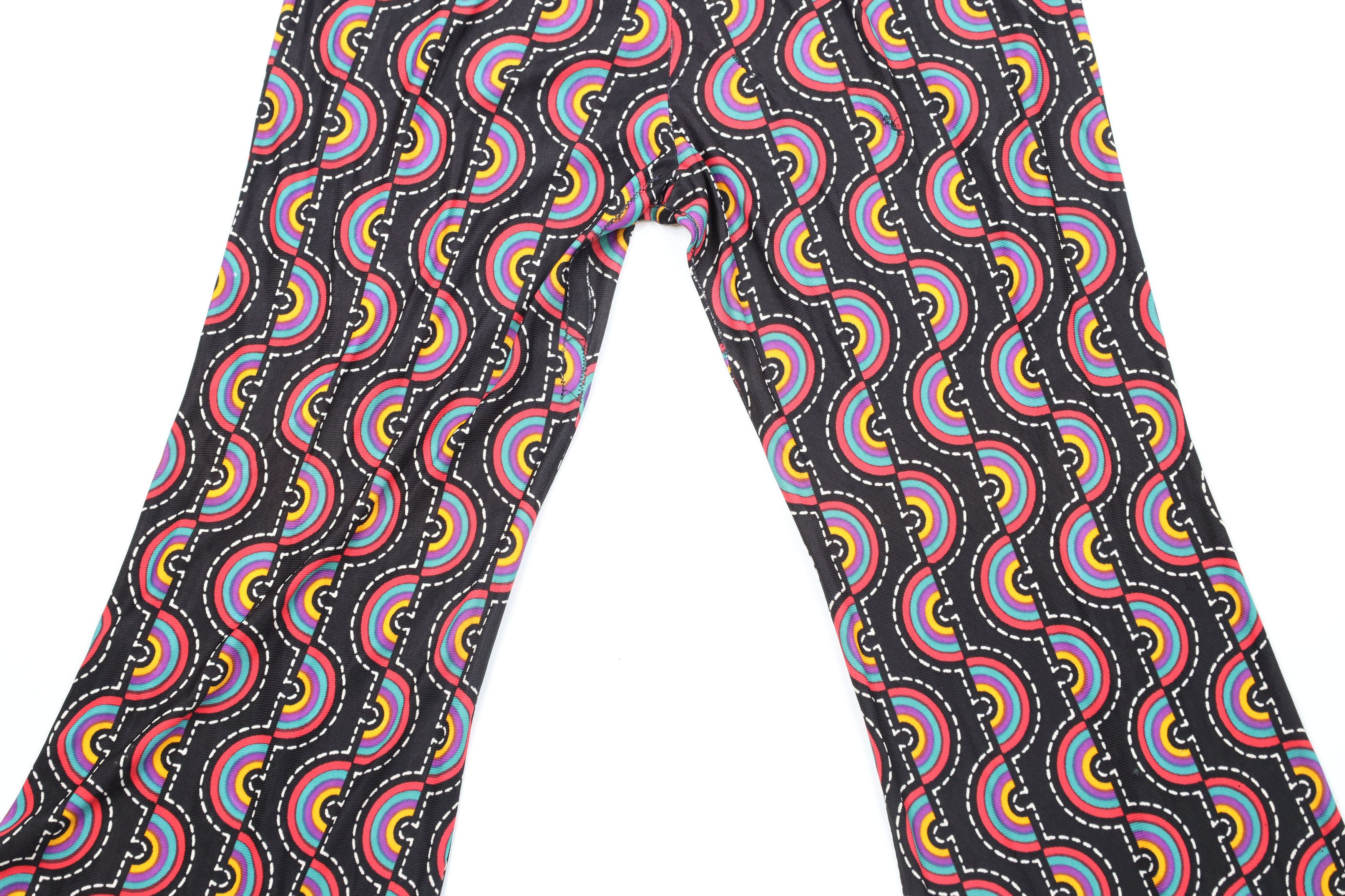 Vintage Vintage 60s 70s Rainbow Psychedelic Knit Bell Bottoms Pants Size 22" - 11 Thumbnail