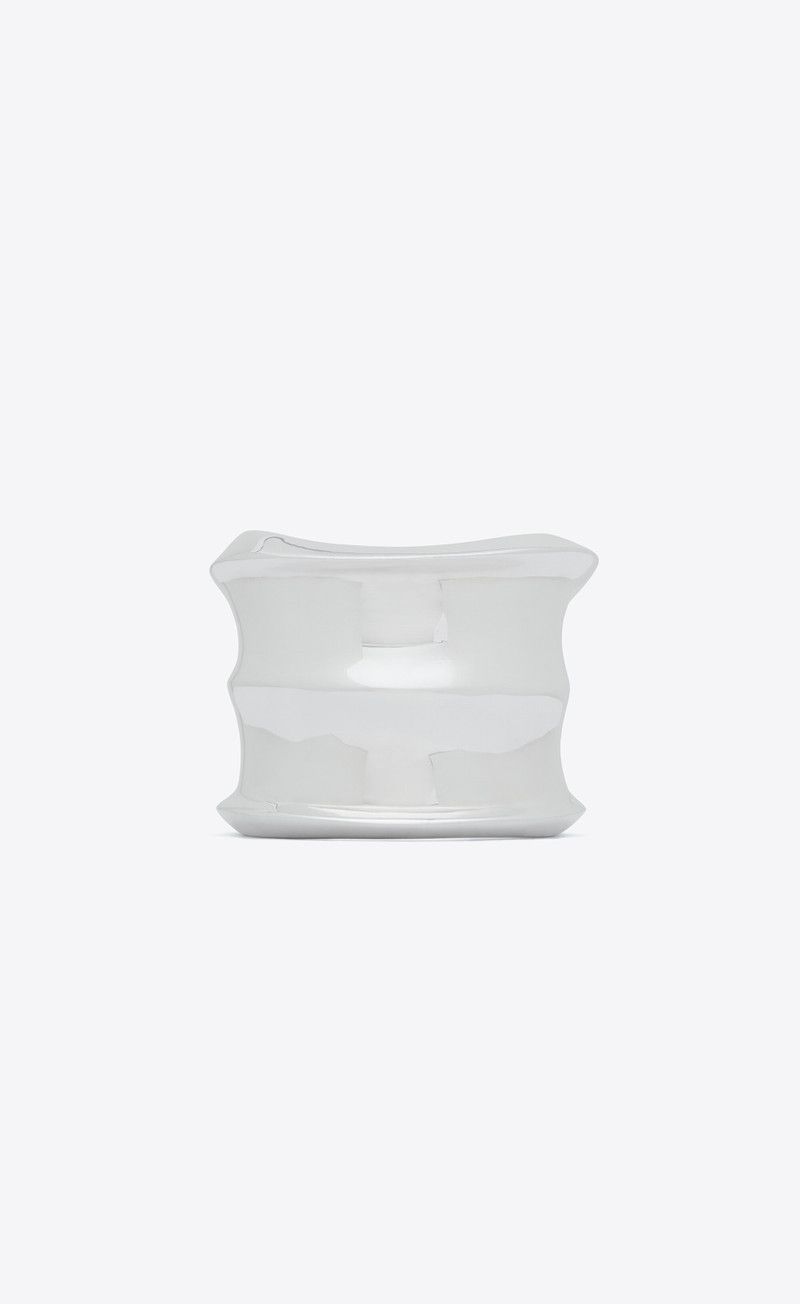 Saint Laurent Paris o1bcso1str0226 Size:L/Wavy Cuff Bracelet in Silver Size ONE SIZE - 5 Thumbnail