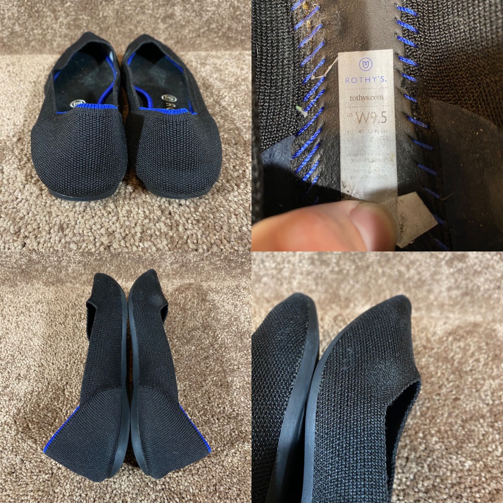 Rothy's Rothy’s Womens 9.5 Black Pointed Toe Ballet Flats Workwear Authentic - Flat, 9.5, Black, Ballet, Slip On, Classic, Designer, Workwear, Womens Size US 7 / IT 37 - 8 Thumbnail