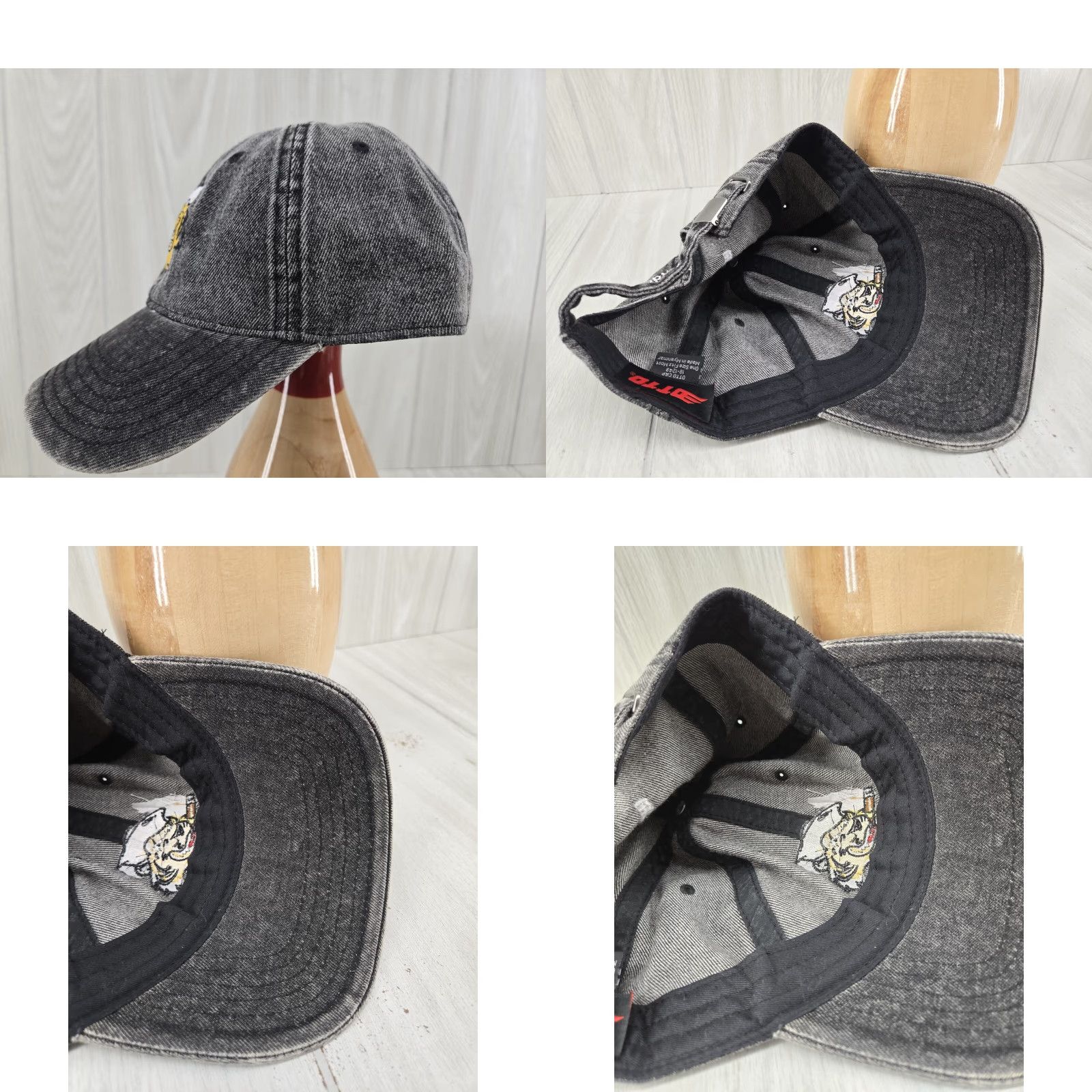 Vintage Otto Hat Baseball Cap Men Adjustable Black Cotton Happy Tiger Cigar Acid Washed Hardwear Designer Theme Tigers Mens Size ONE SIZE - 9 Thumbnail