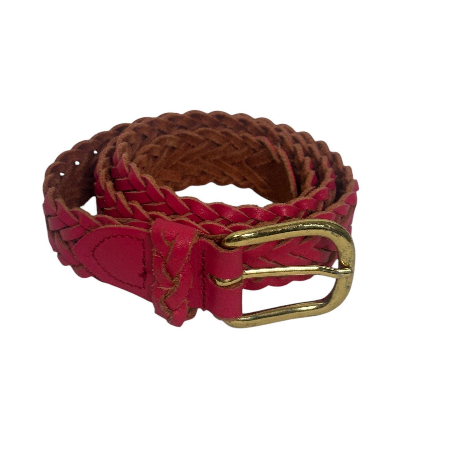Vintage Vintage 80s Capezio Hot Pink Braided Leather Belt M/L Size ONE SIZE - 1 Thumbnail