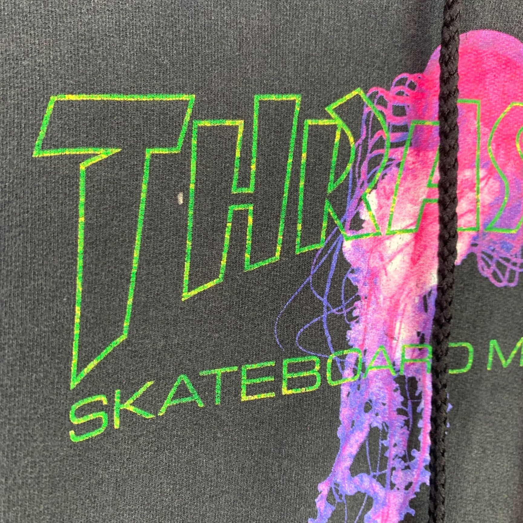 VINTAGE Thrasher x Atlantic Drift Jellyfish Black Hoodie Sweatshirt Small