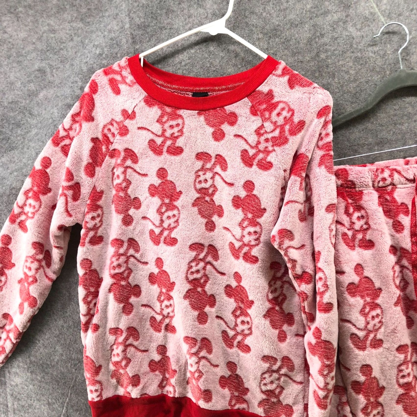 Disney Disney Mickey Mouse Fleece Pajama Set Womens M Red Plush Crewneck 2 Piece Size ONE SIZE - 3 Thumbnail